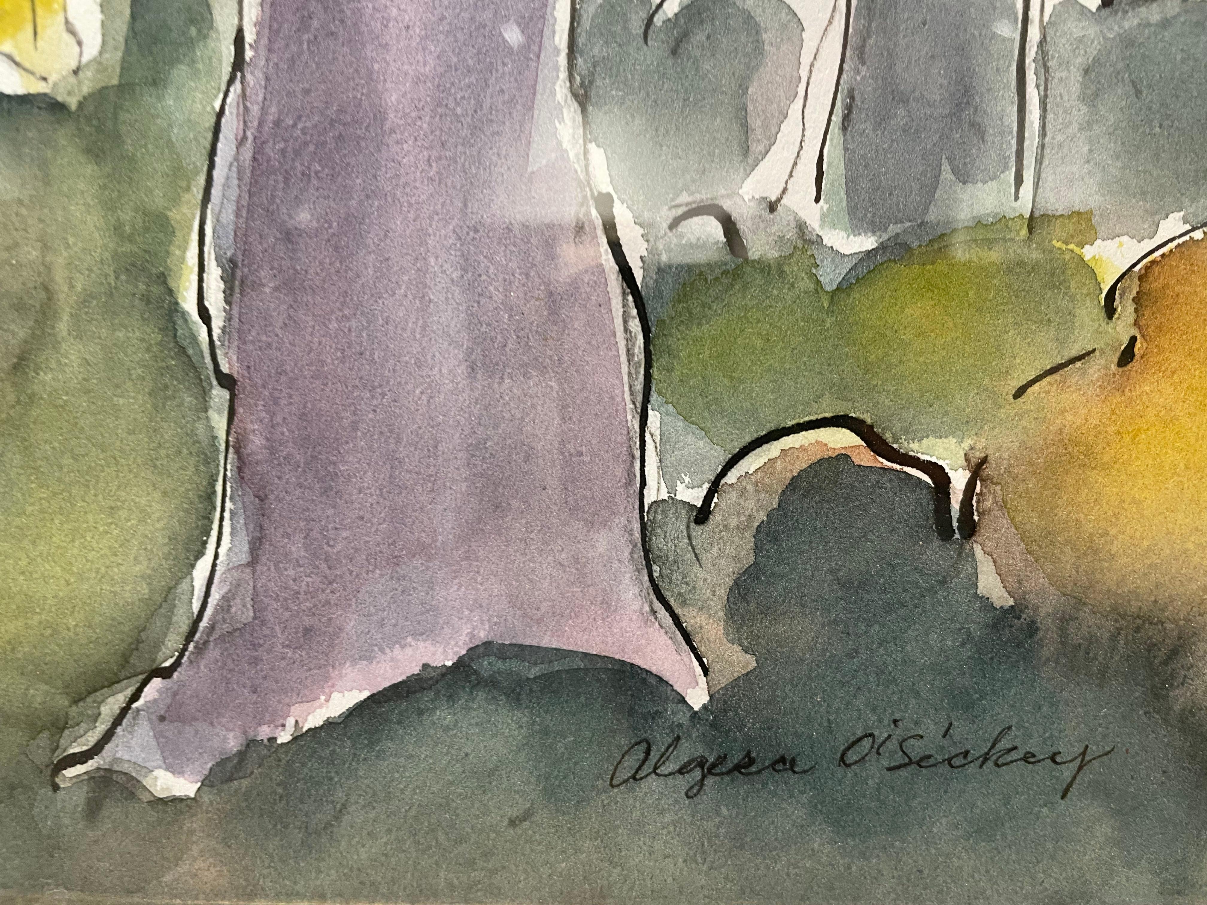 Horses & Trees, scène de paysage du 20e siècle, artiste féminine de l'école de Cleveland en vente 1