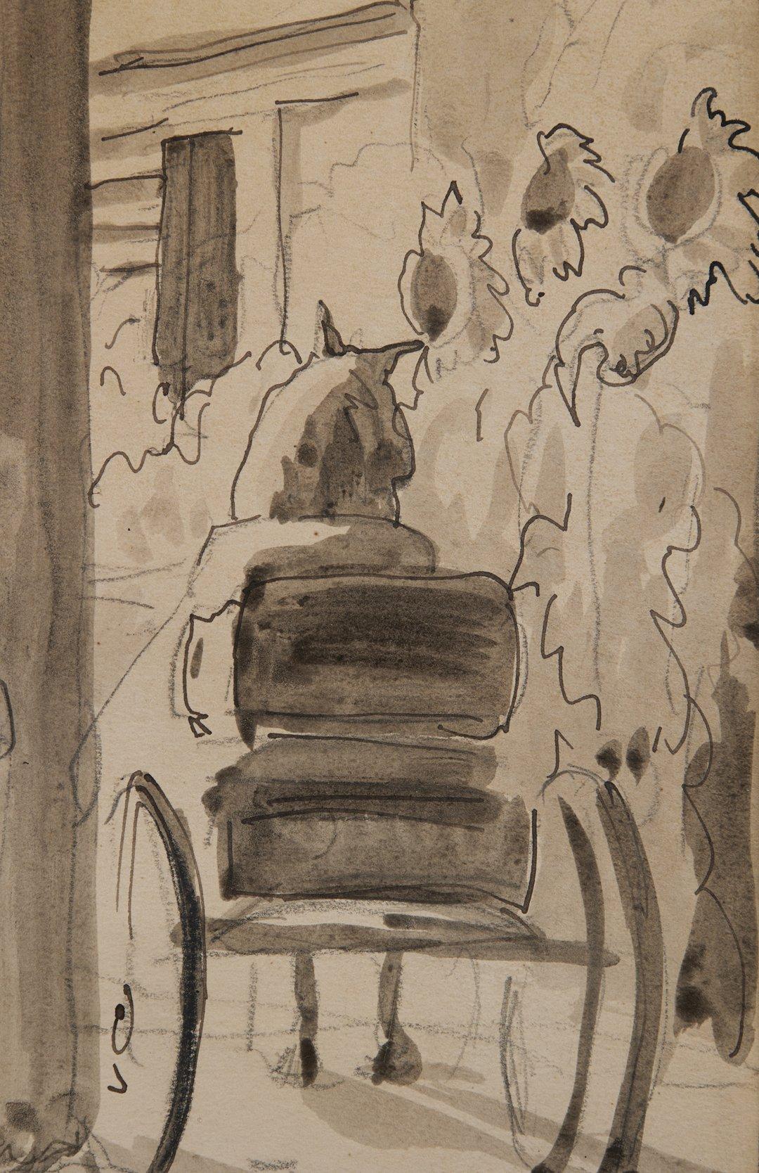 Village Scene, Zeichnung auf Papier des frühen 20. Jahrhunderts, Künstler der Cleveland School (Amerikanischer Impressionismus), Art, von Charles E. Burchfield