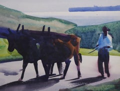 Oxen on Road, Gaspé, Canada, Early 20th Century Cleveland School