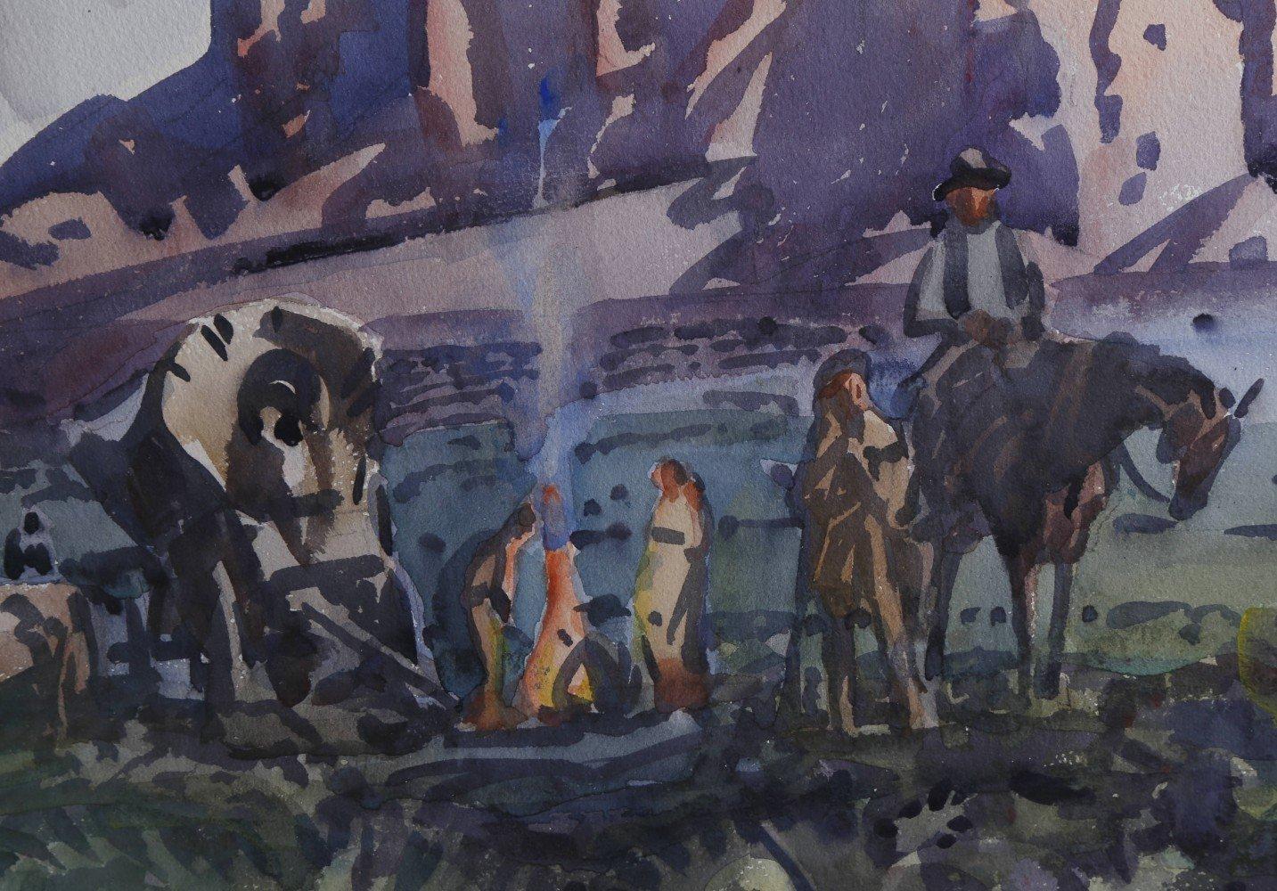 Frank Nelson Wilcox (Americano, 1887-1964)
Campo di Gilbert, 1941 ca.
Acquerello su cartoncino Whatman 
Firmato in basso a destra
22 x 30 pollici


Frank Nelson Wilcox (3 ottobre 1887 - 17 aprile 1964) è stato un artista americano modernista e un