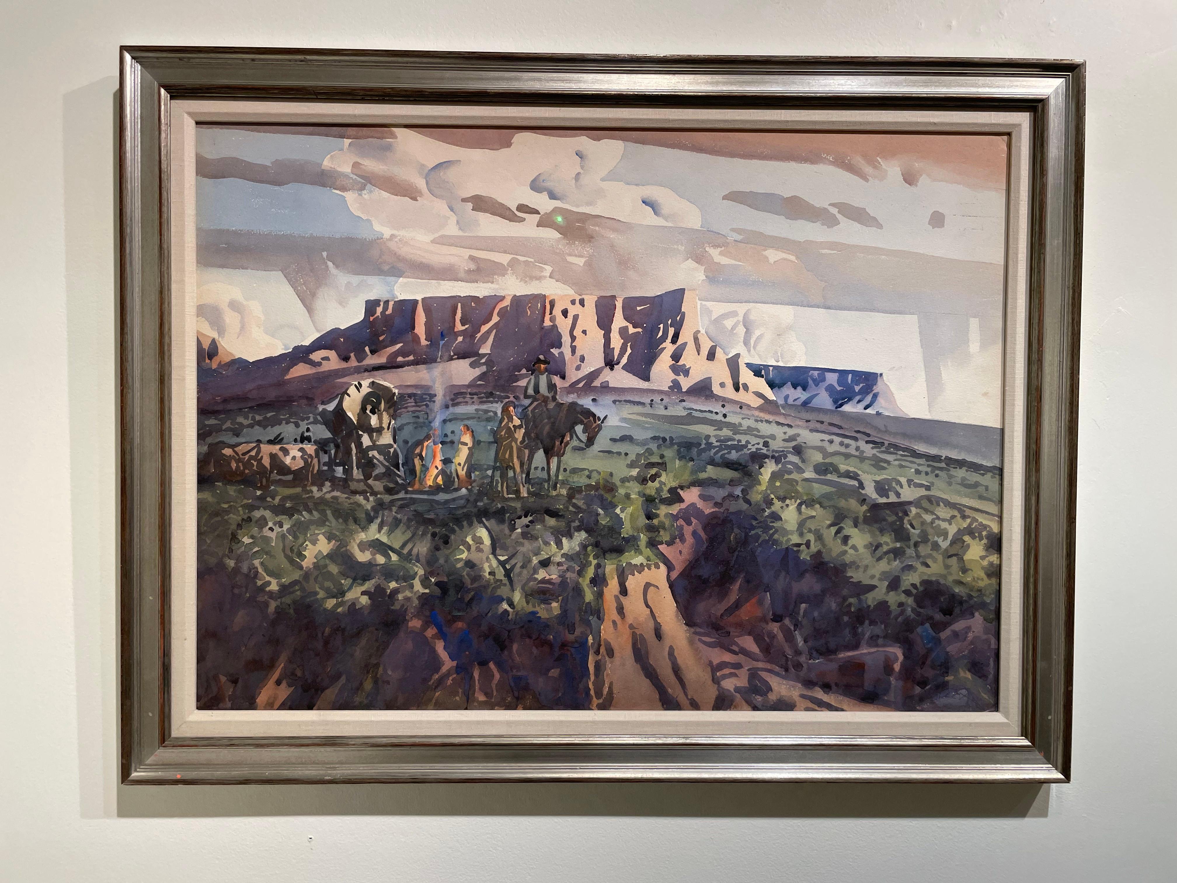 Gilbert's Camp, Western Painting, Mid 20th Century, Cleveland School Artist For Sale 3