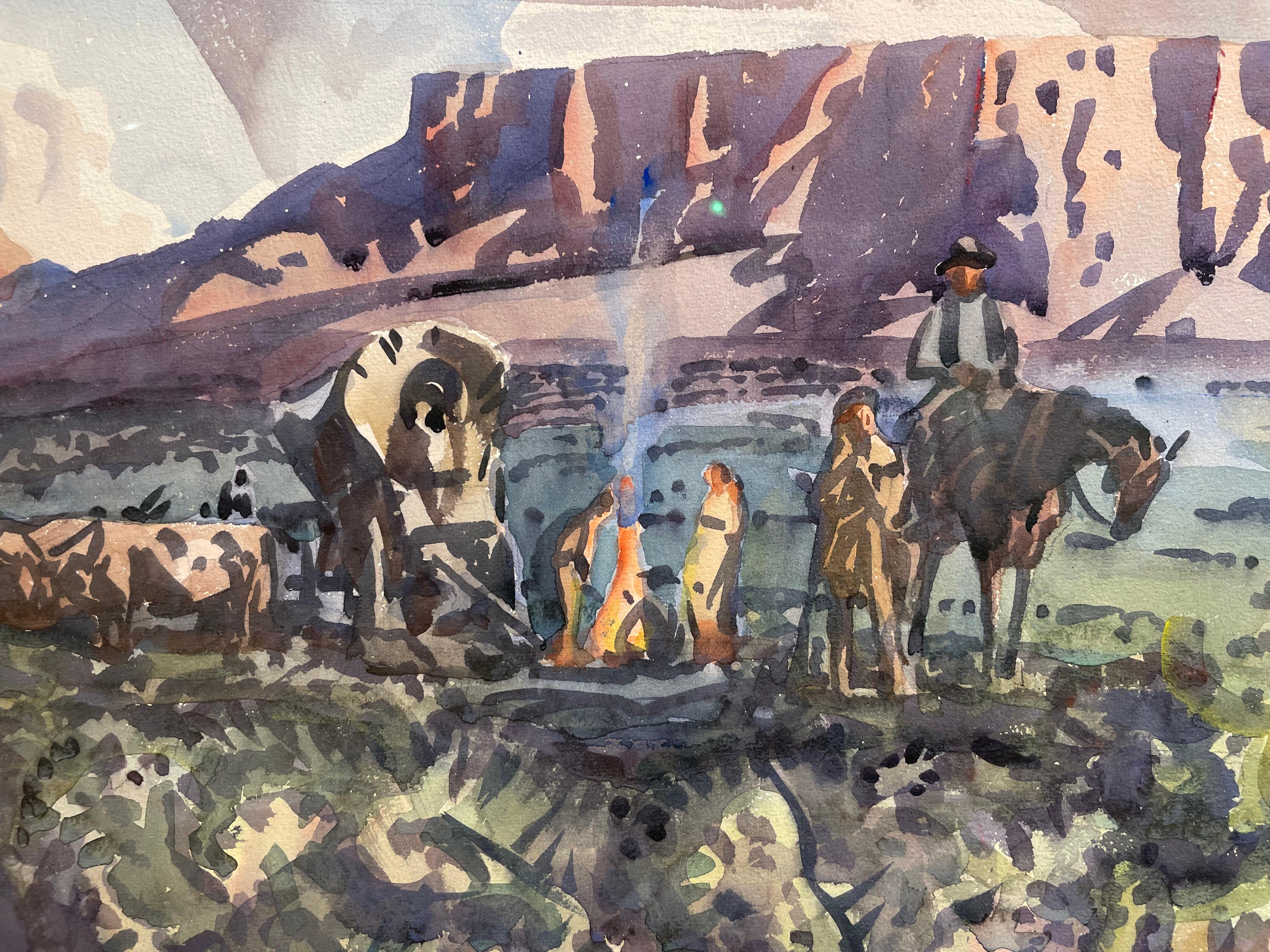 Gilbert's Camp, Western Painting, Mid 20th Century, Cleveland School Artist For Sale 9