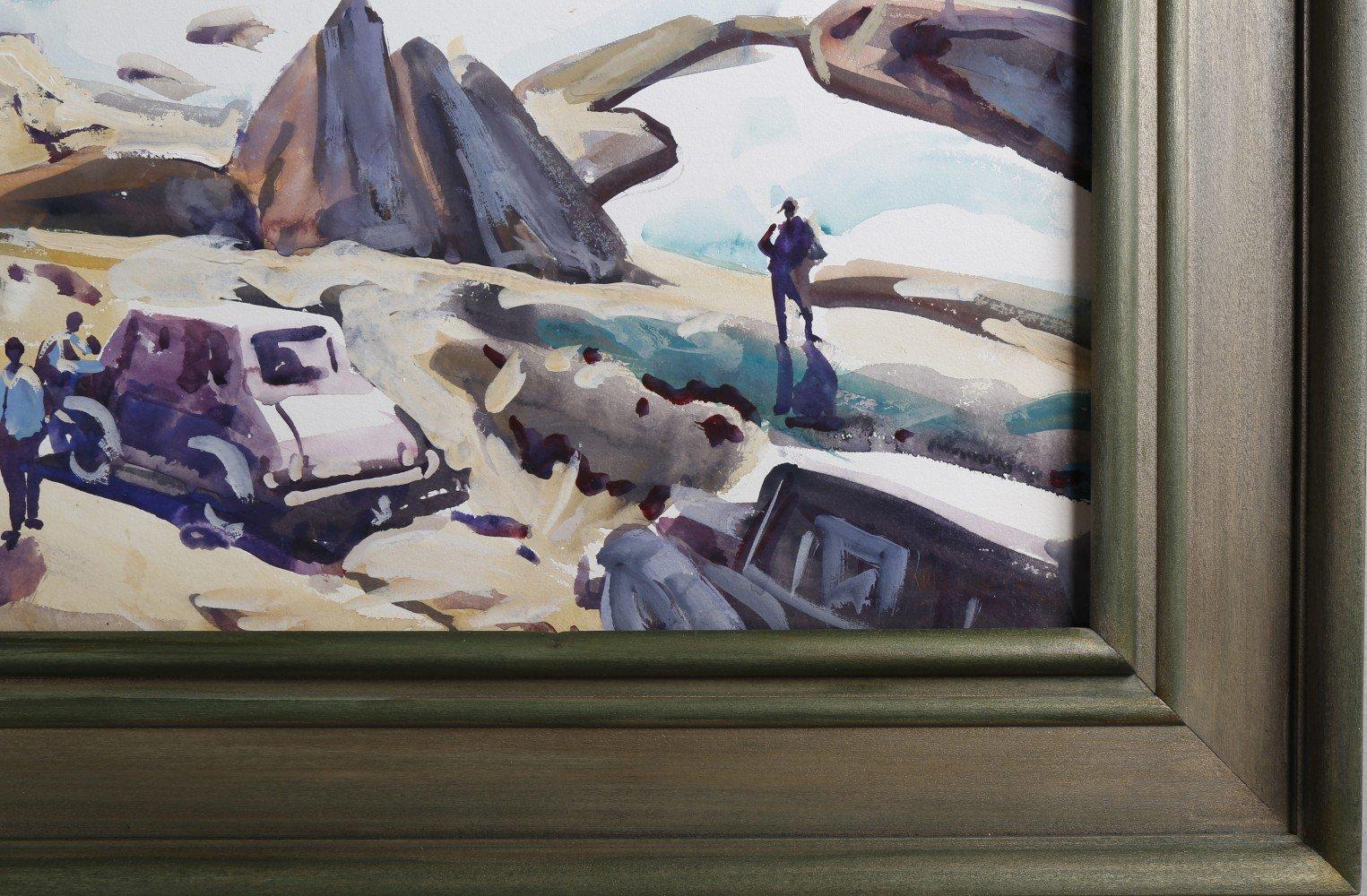 Construction on the Pass, Montana, milieu du 20e siècle, artiste de l'école de Cleveland - Modernisme américain Art par Frank Wilcox