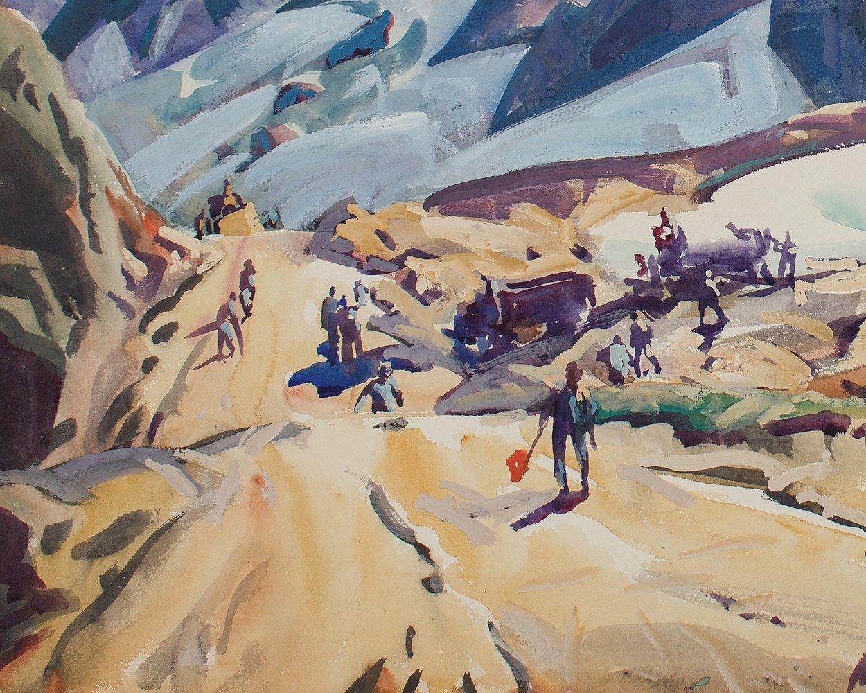 Construction on the Pass, Montana, milieu du 20e siècle, artiste de l'école de Cleveland en vente 2