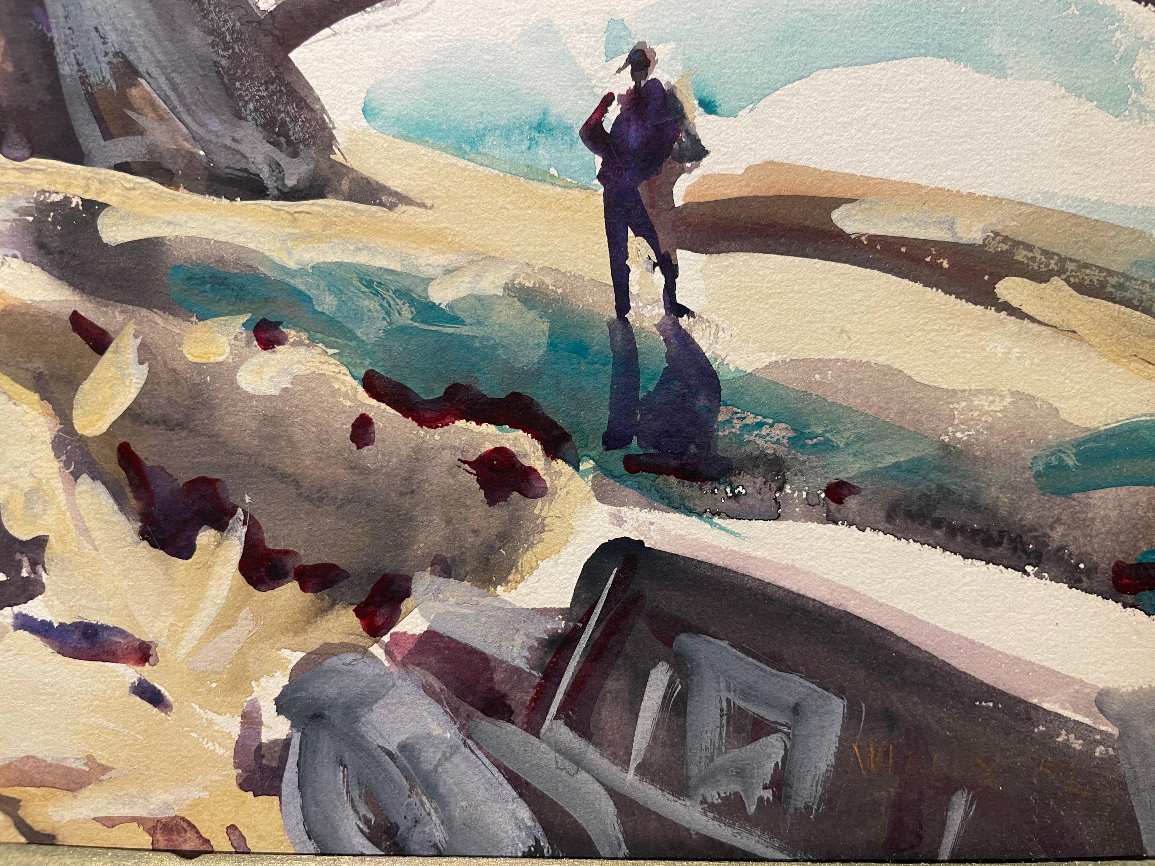 Construction on the Pass, Montana, milieu du 20e siècle, artiste de l'école de Cleveland en vente 4