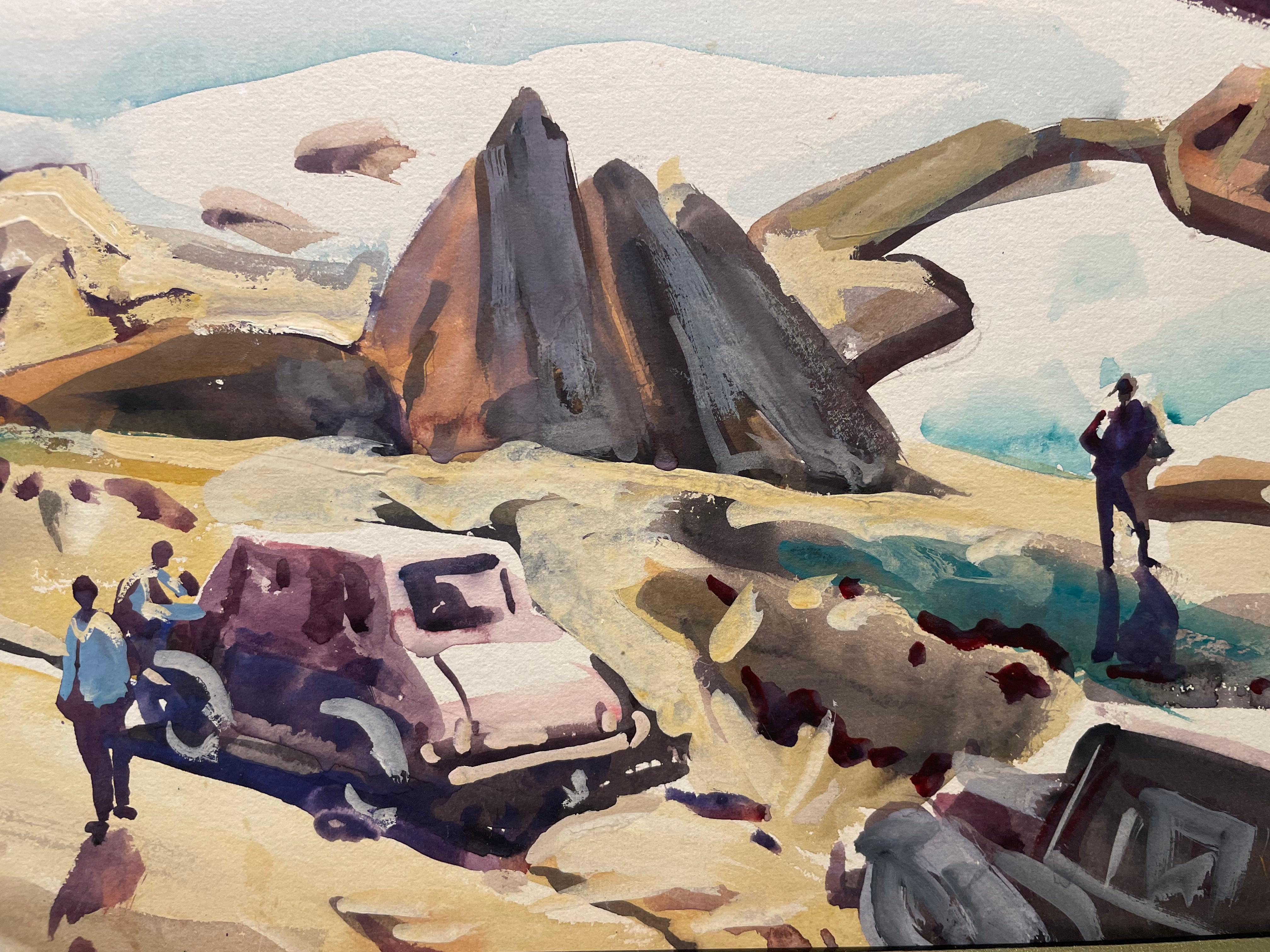 Construction on the Pass, Montana, milieu du 20e siècle, artiste de l'école de Cleveland en vente 5