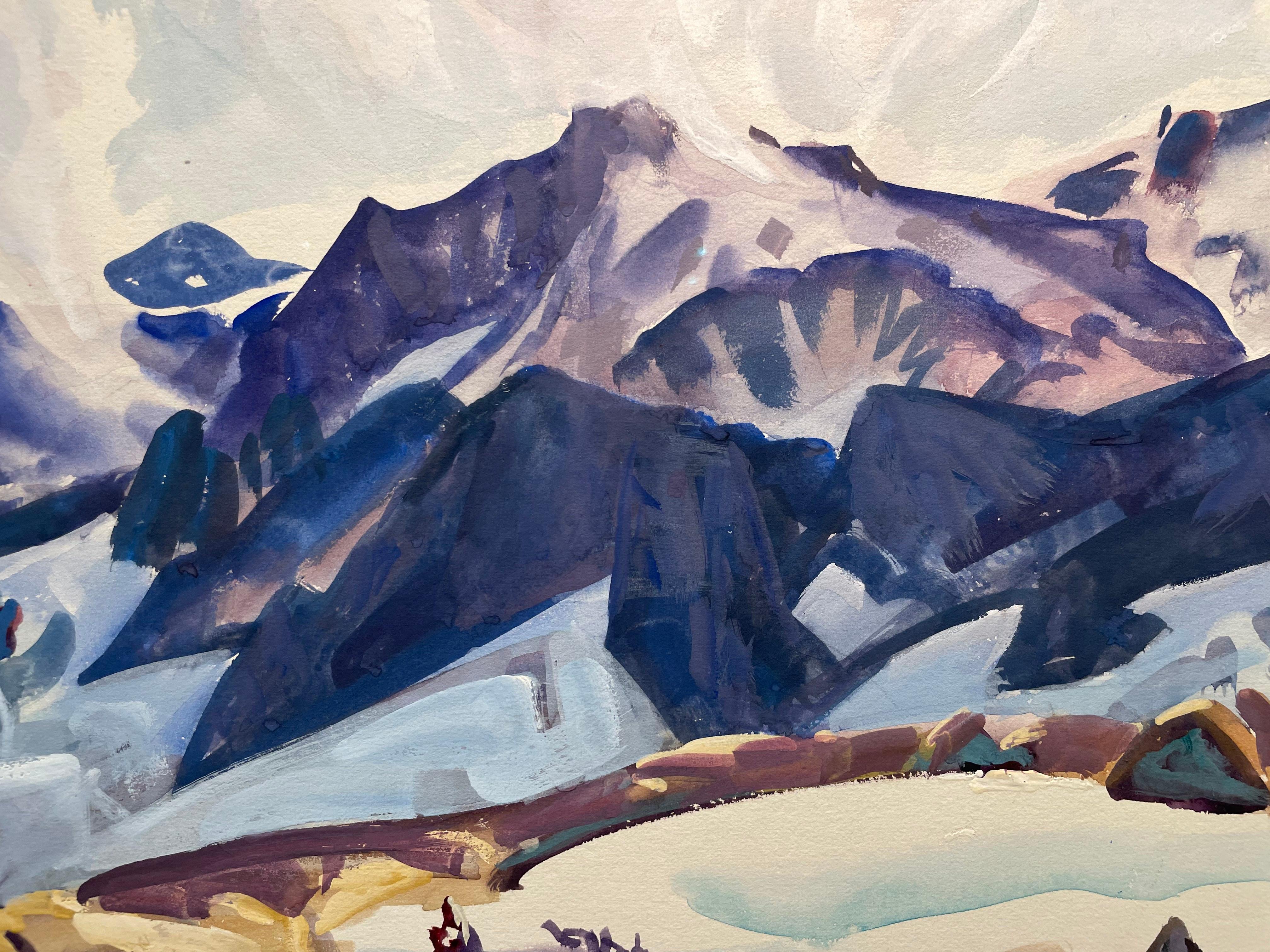 Construction on the Pass, Montana, milieu du 20e siècle, artiste de l'école de Cleveland en vente 7