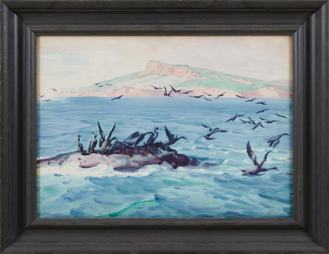 Cormorant Rock, Gaspé, Canada, metà del XX secolo, Artista della Scuola di Cleveland in vendita 1