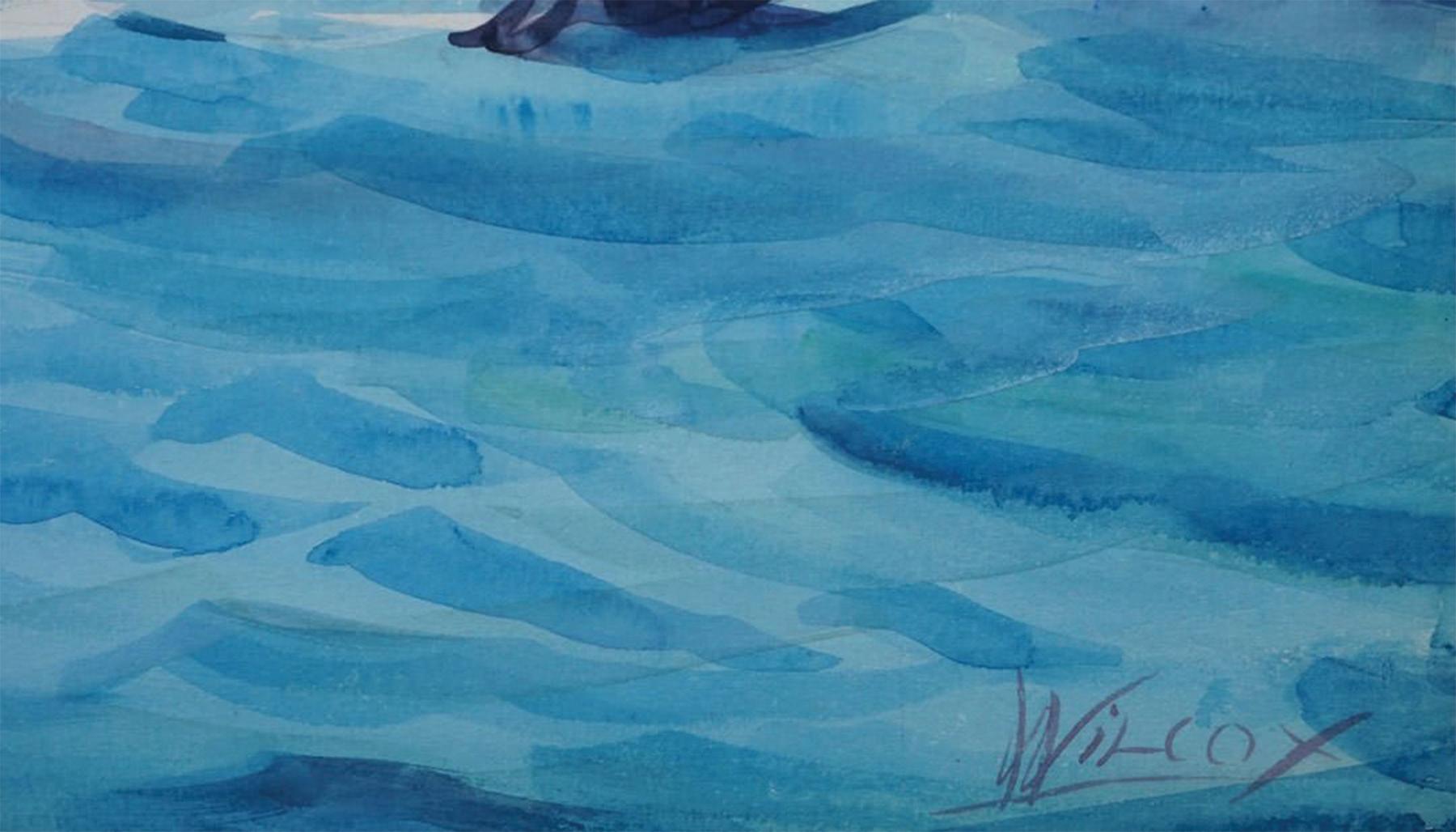 Cormorant Rock, Gaspé, Canada, metà del XX secolo, Artista della Scuola di Cleveland in vendita 3
