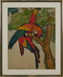 Loro, acuarela del siglo XX de una artista neoyorquina