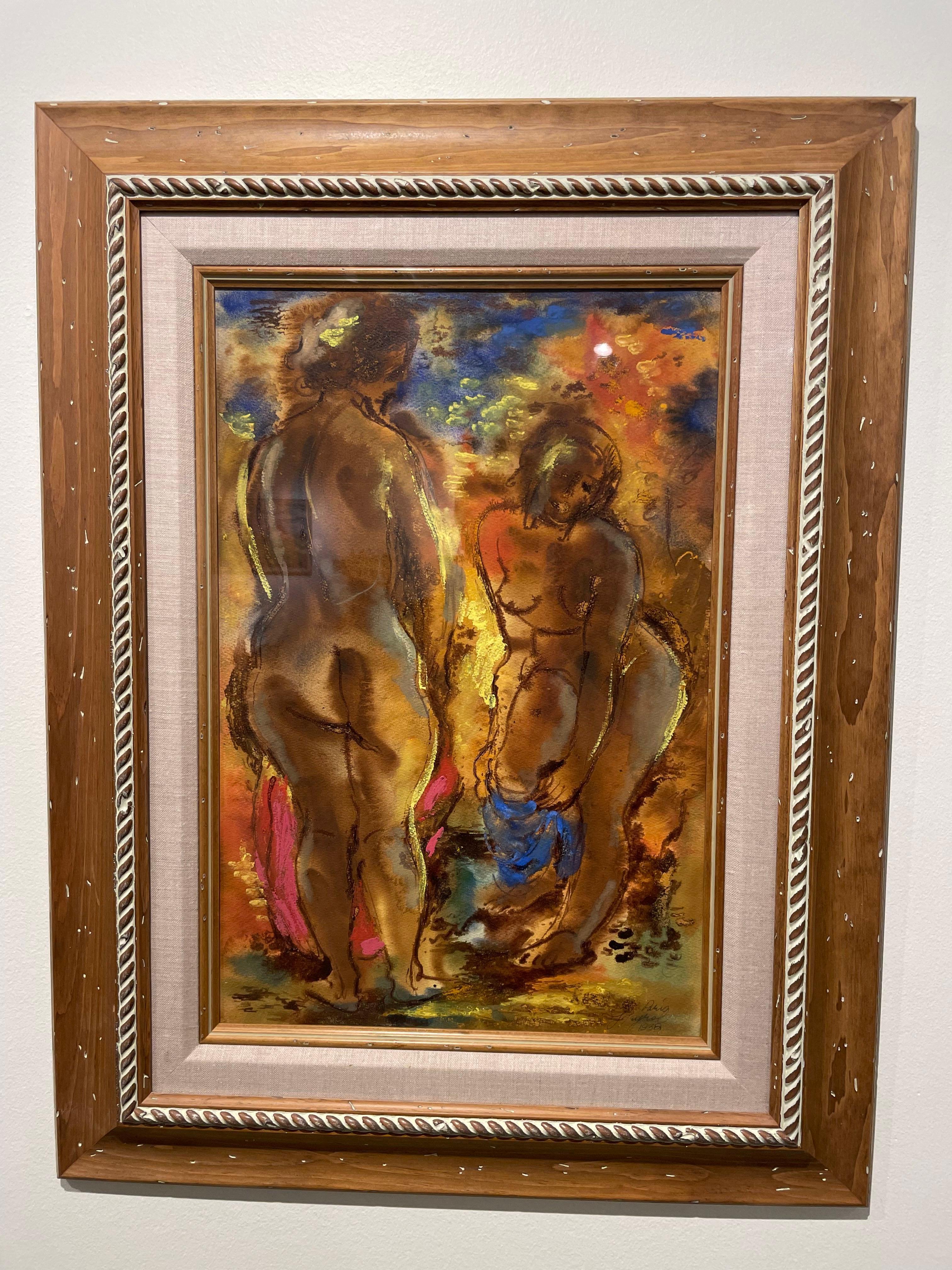 Principios del siglo XX de Dos mujeres desnudas en París, Artista de la Escuela de Cleveland en venta 4