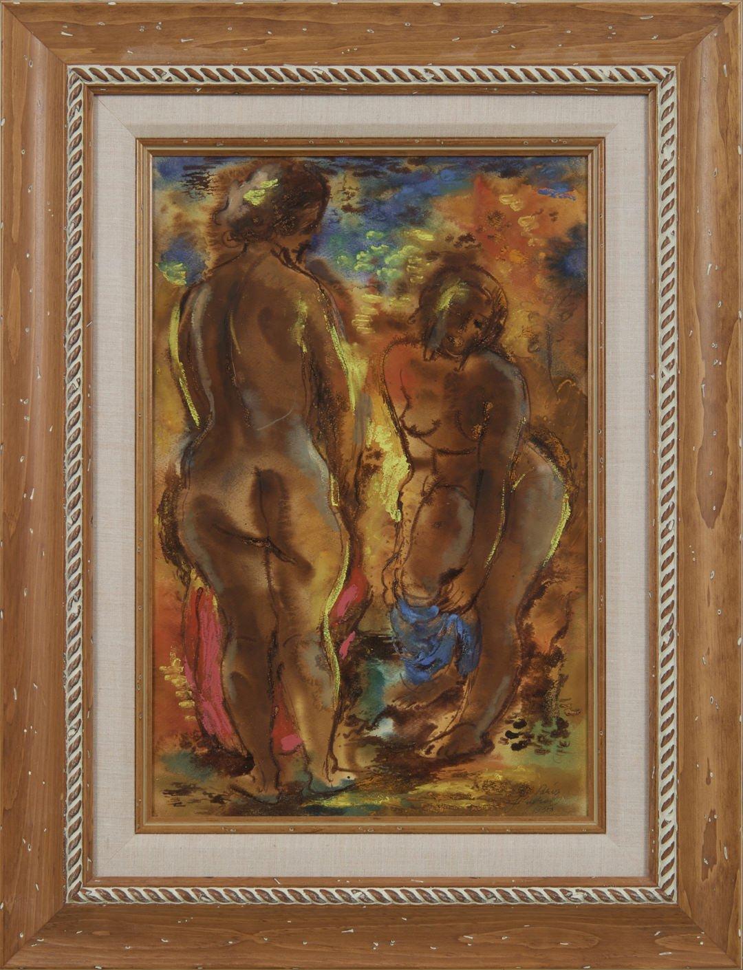 Zwei nackte Frauen des frühen 20. Jahrhunderts in Paris, Künstlerin der Cleveland School – Art von John Teyral