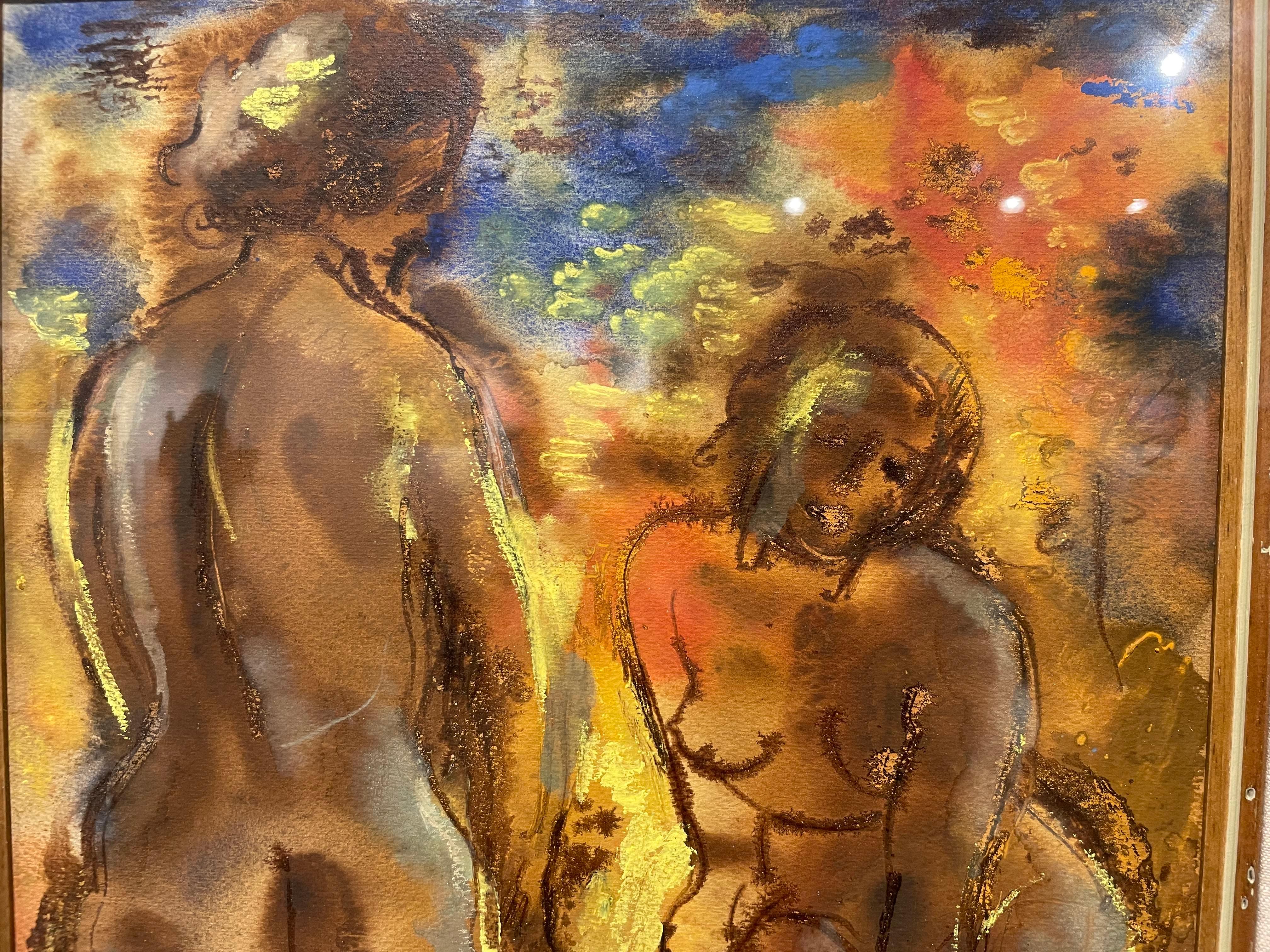 Principios del siglo XX de Dos mujeres desnudas en París, Artista de la Escuela de Cleveland en venta 5