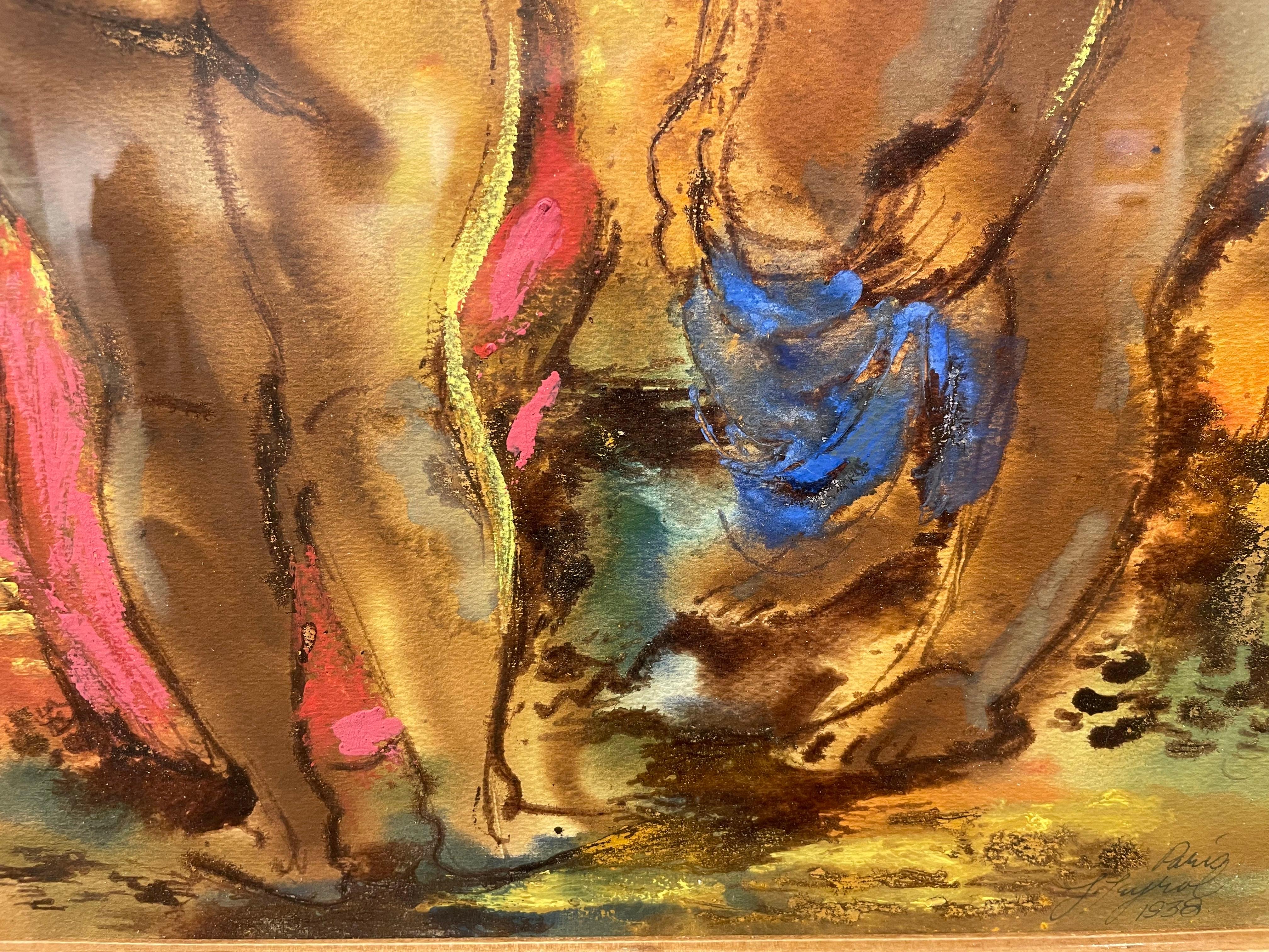 Principios del siglo XX de Dos mujeres desnudas en París, Artista de la Escuela de Cleveland en venta 7