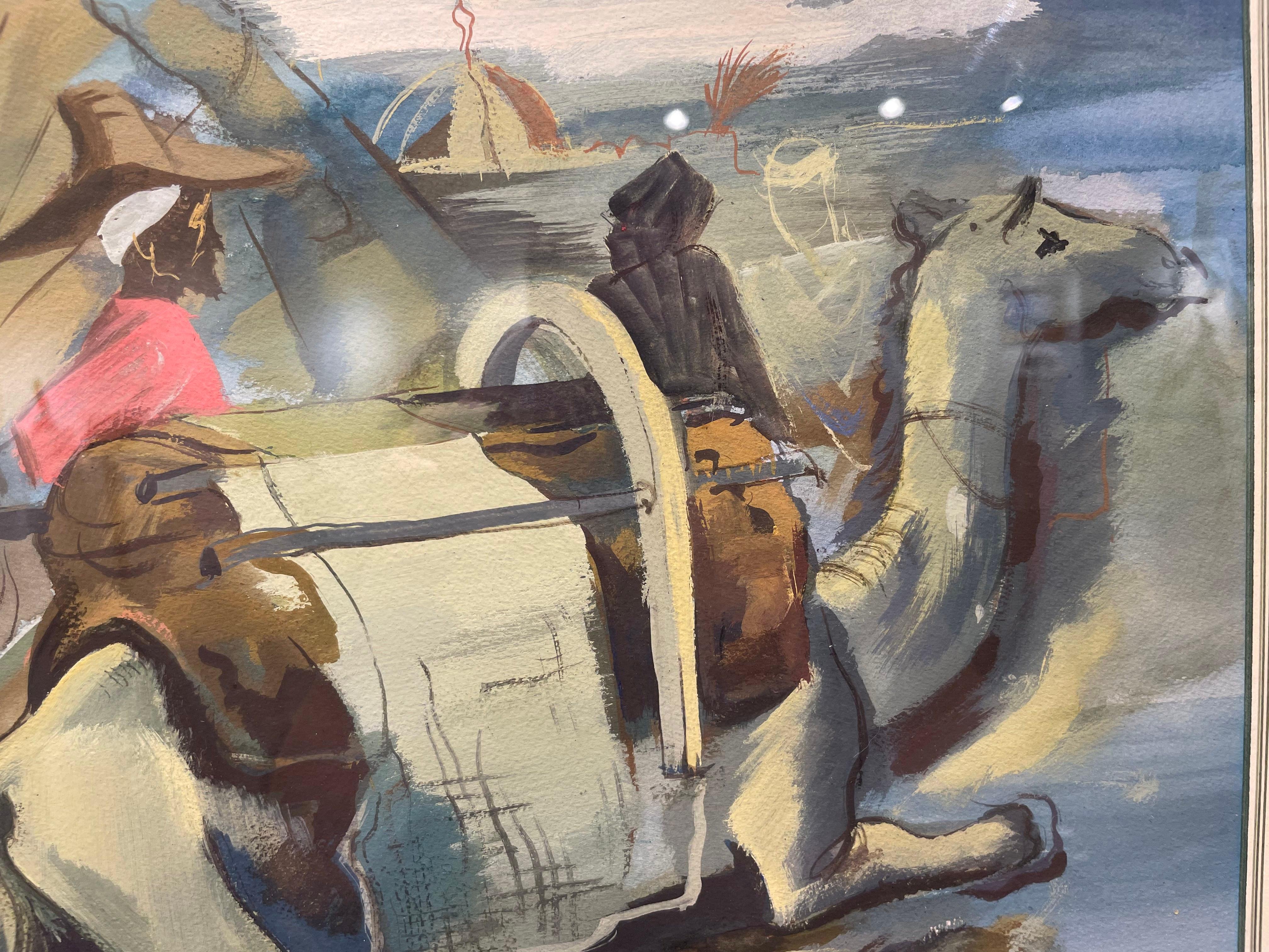 Acuarela de principios del siglo XX de una escena de Marrakech, Artista de la Escuela de Cleveland en venta 8