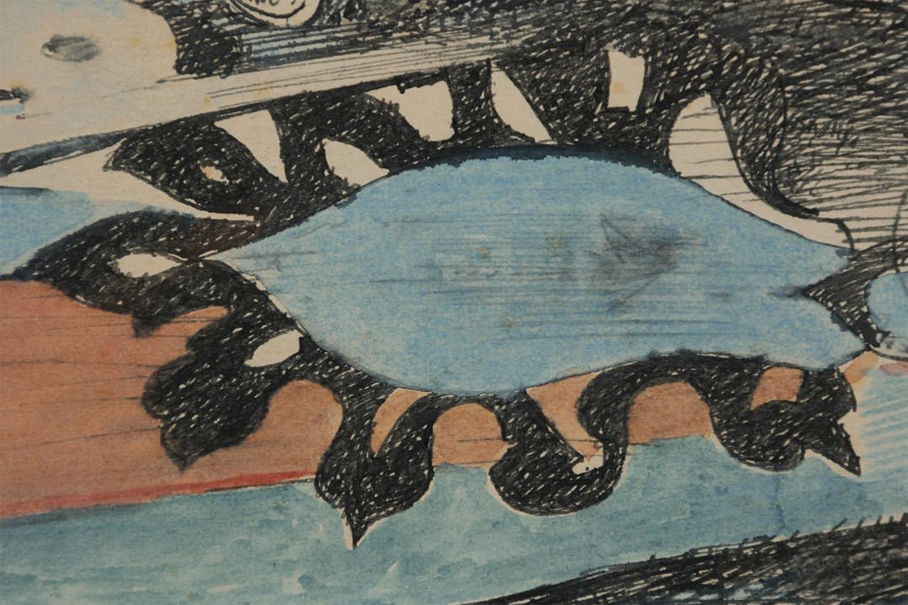 William Sommer (americano, 1867-1949)
Tyrannus, 1935 ca.
Acquerello e penna e inchiostro su carta
Firmato in basso a destra
7,5 x 9,5 pollici
16 x 18 pollici, incorniciato 

William Sommer è considerato una persona chiave nel portare il modernismo