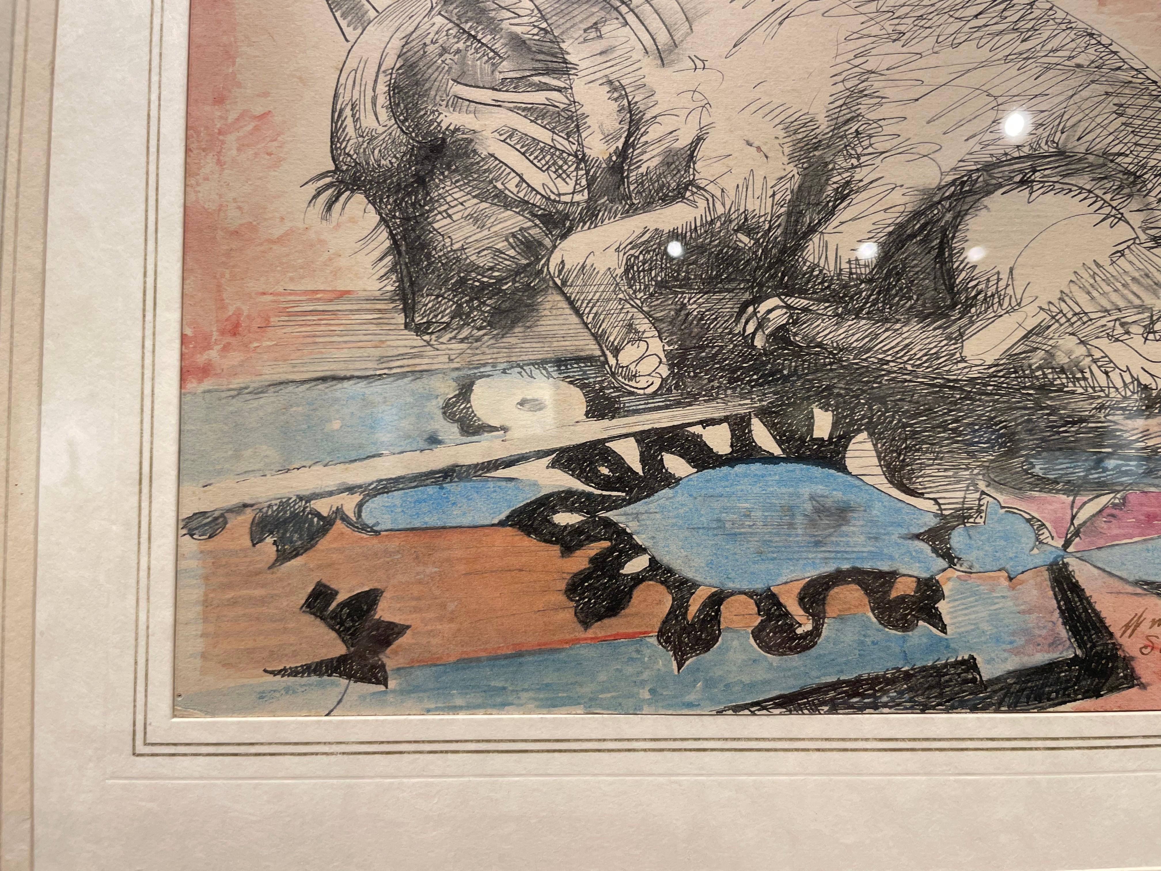 Tyrannus, dipinto di un cane dei primi del Novecento, artista della Scuola di Cleveland in vendita 2