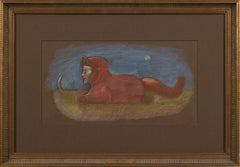 Sphinx and Moon (Self Portrait) 1980s Pastel, Cleveland School Artist