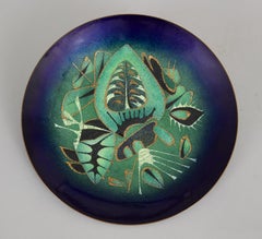 Botanical Motifs, Mid-Century Decorative Blue + Green Plate, Cleveland School