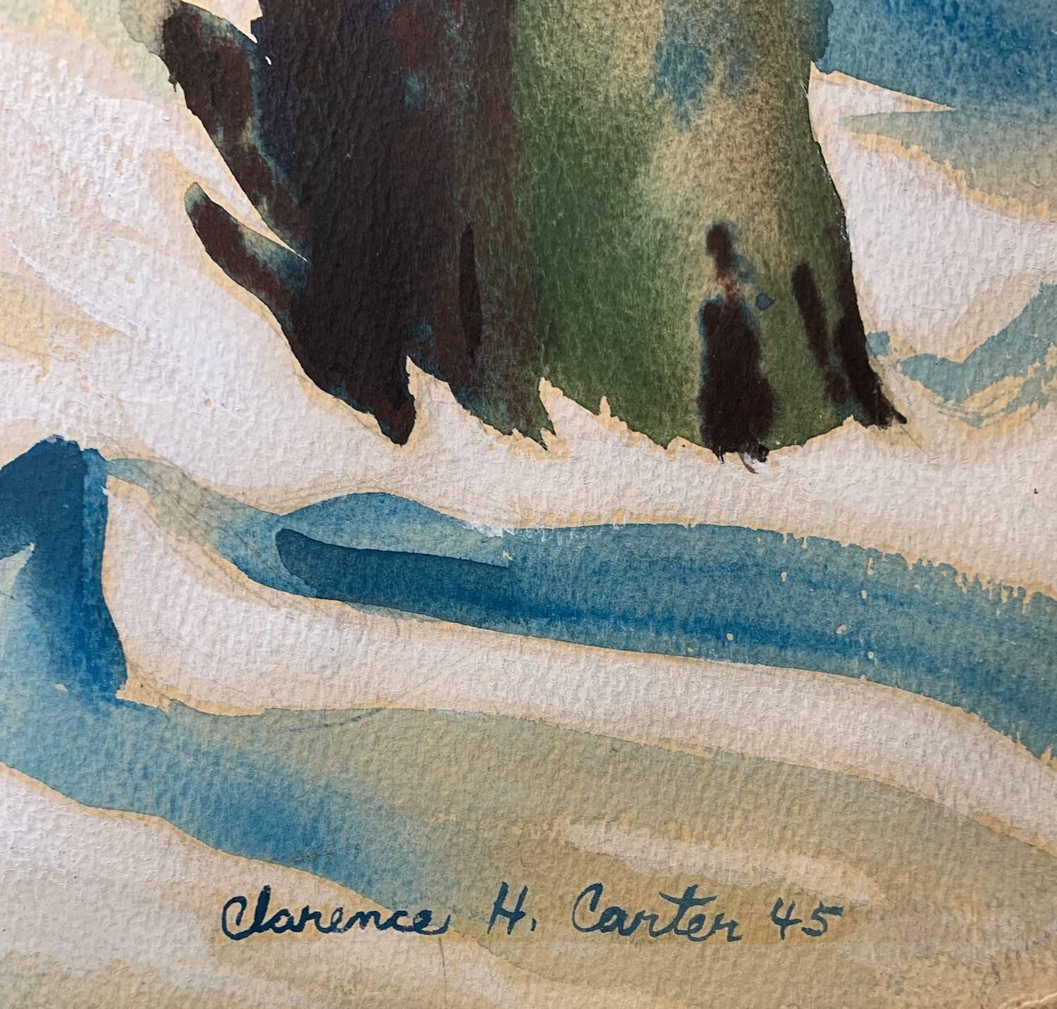 Nieve en el bosque, Paisaje invernal de mediados de siglo, Artista de la Escuela de Cleveland en venta 4