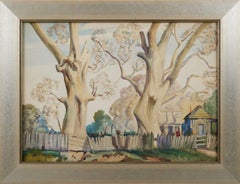 Two Old Pecan Trees, Early 20th Century Landscape, 1st Place May Show Winner
