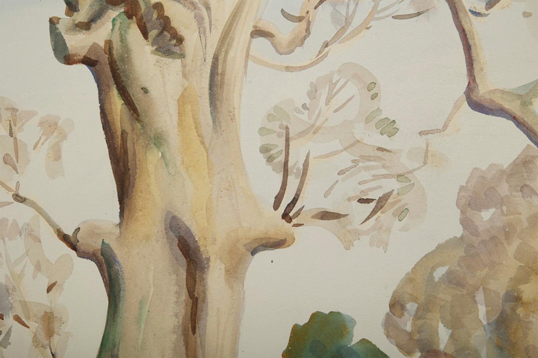 Zwei alte Pekannussbaumbäume, Landschaft des frühen 20. Jahrhunderts, 1. Platz in der Mai-Ausstellungsausstellung im Angebot 1