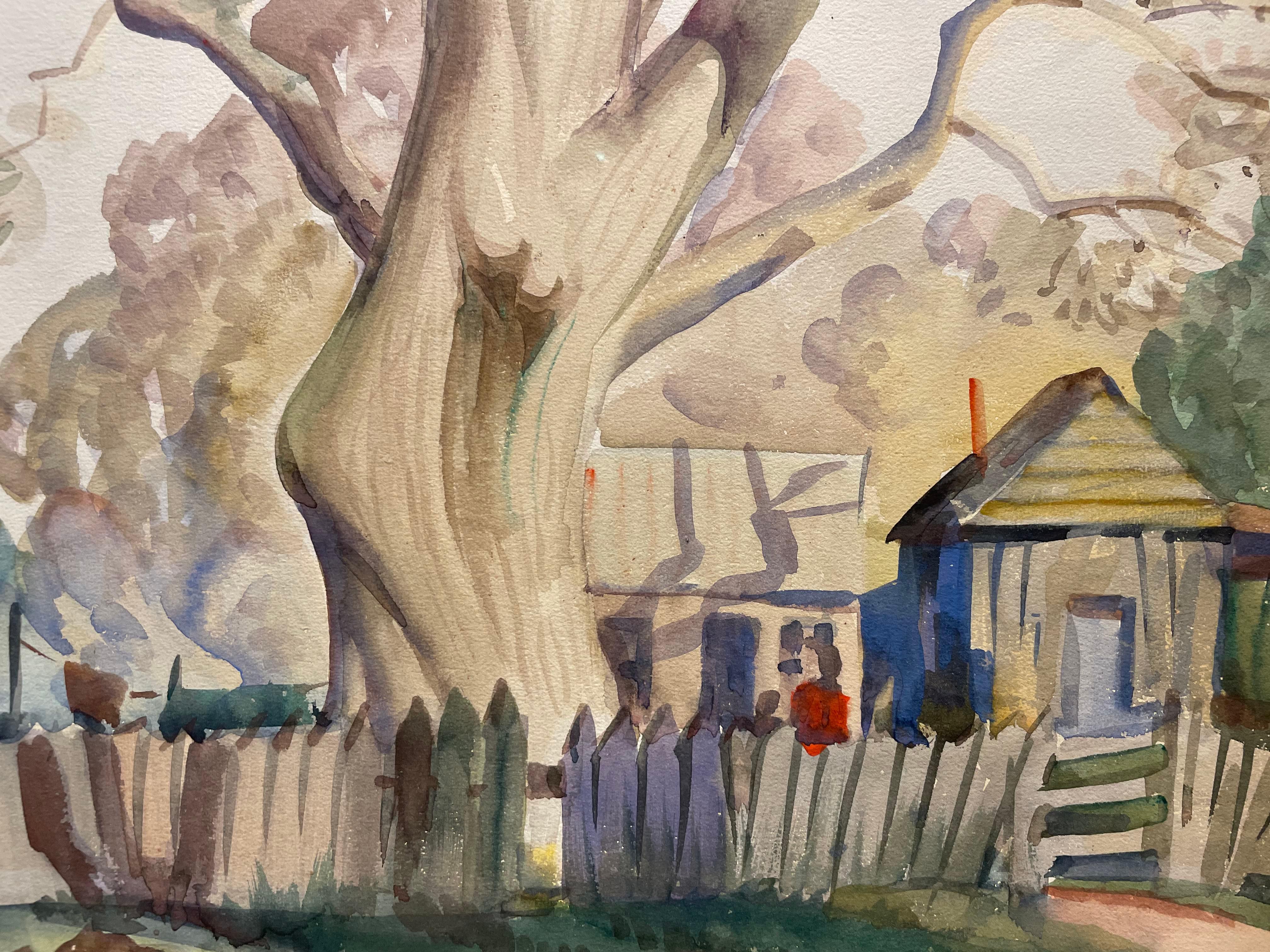 Zwei alte Pekannussbaumbäume, Landschaft des frühen 20. Jahrhunderts, 1. Platz in der Mai-Ausstellungsausstellung im Angebot 10