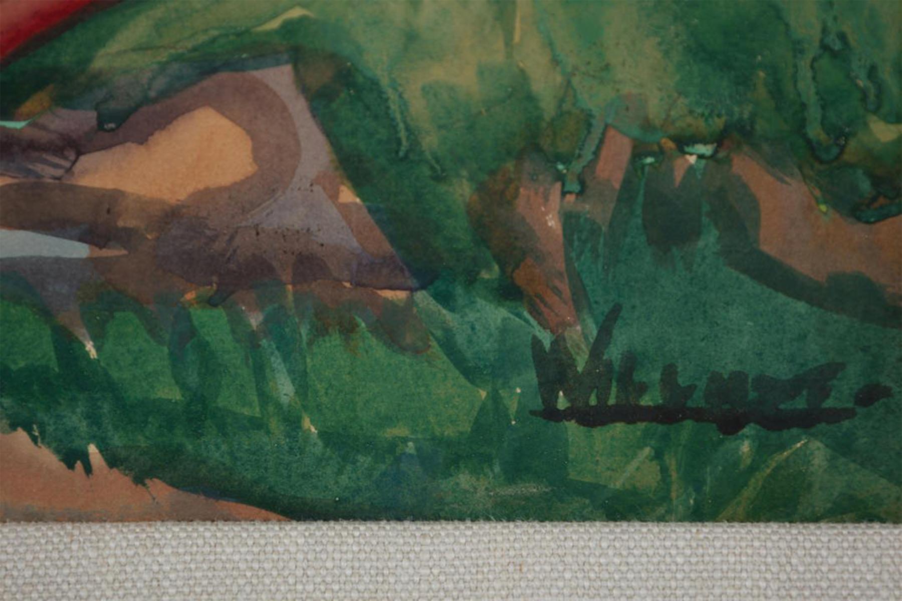 Frank Nelson Wilcox (américain, 1887-1964)
Maison dans le village, Mt. St. Michel, France, c. 1926
Aquarelle sur carton 
Signé en bas à droite 
21.75 x 28 pouces
30.5 x 36.5 pouces, encadré

Frank Nelson Wilcox (3 octobre 1887 - 17 avril 1964) était