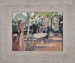 Outdoor Garden Scene of Woman Painting, Late 20th C. Cleveland Female Artist