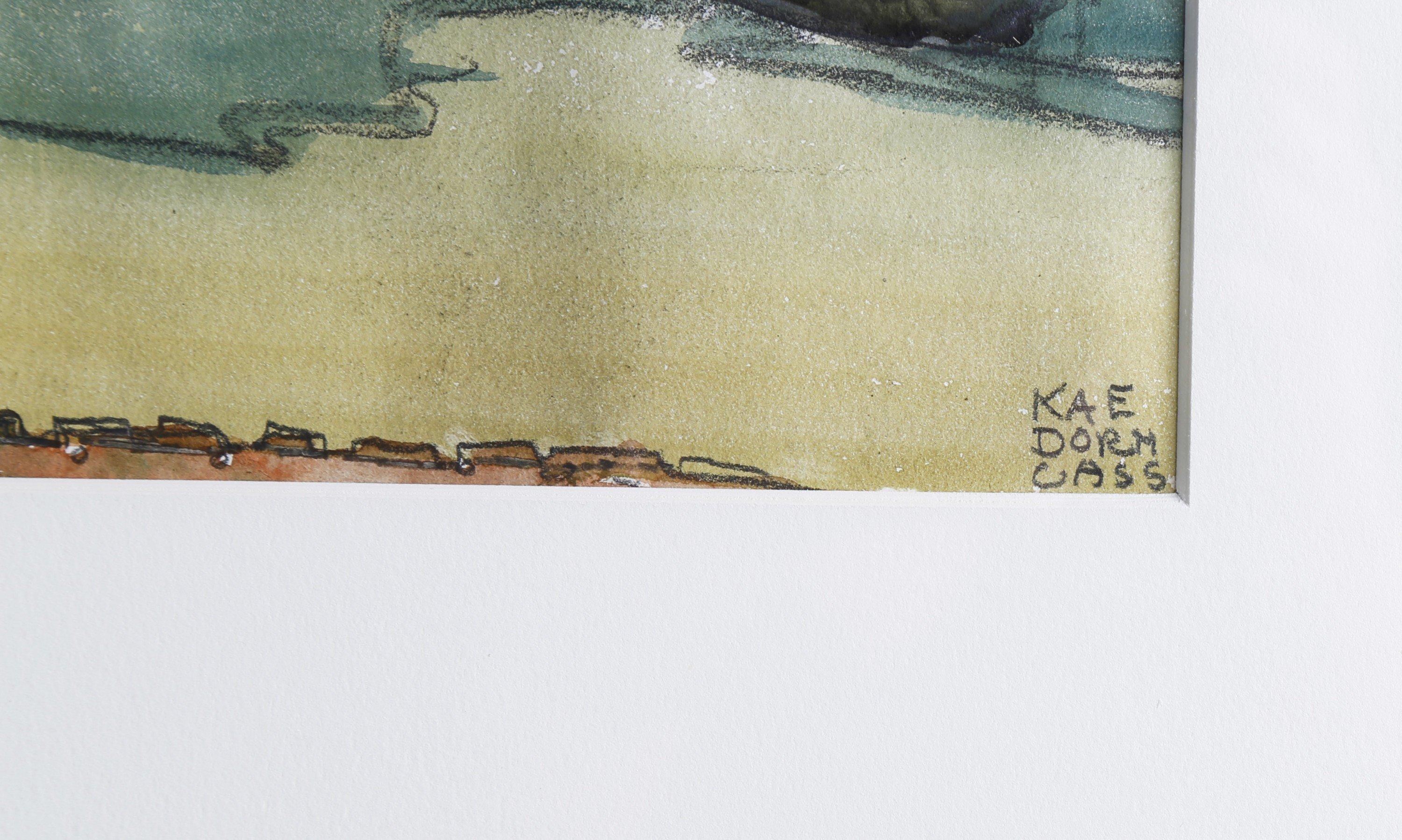 Kae Dorn Cass (American, 1901-1971) 
New England Coastal Town
Watercolor on paper
Signed lower right
9 in. h. x 11.5 in. w. 
17 in. h. x 19 in. w., as framed 

Kae Dorn Cass was born in 1901 and remained a life-long Clevelander. She was a survivor