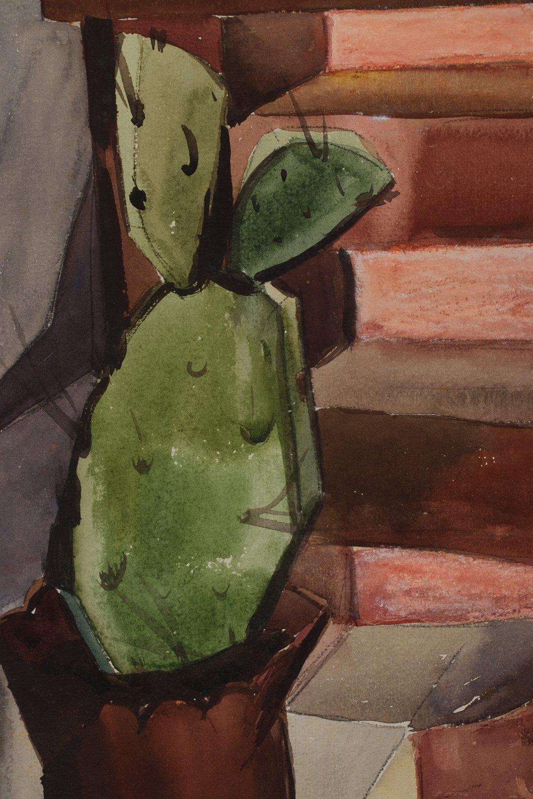 Cactus (Mexico), Early 20th Century Cubist Still Life by Woman Cleveland Artist For Sale 1