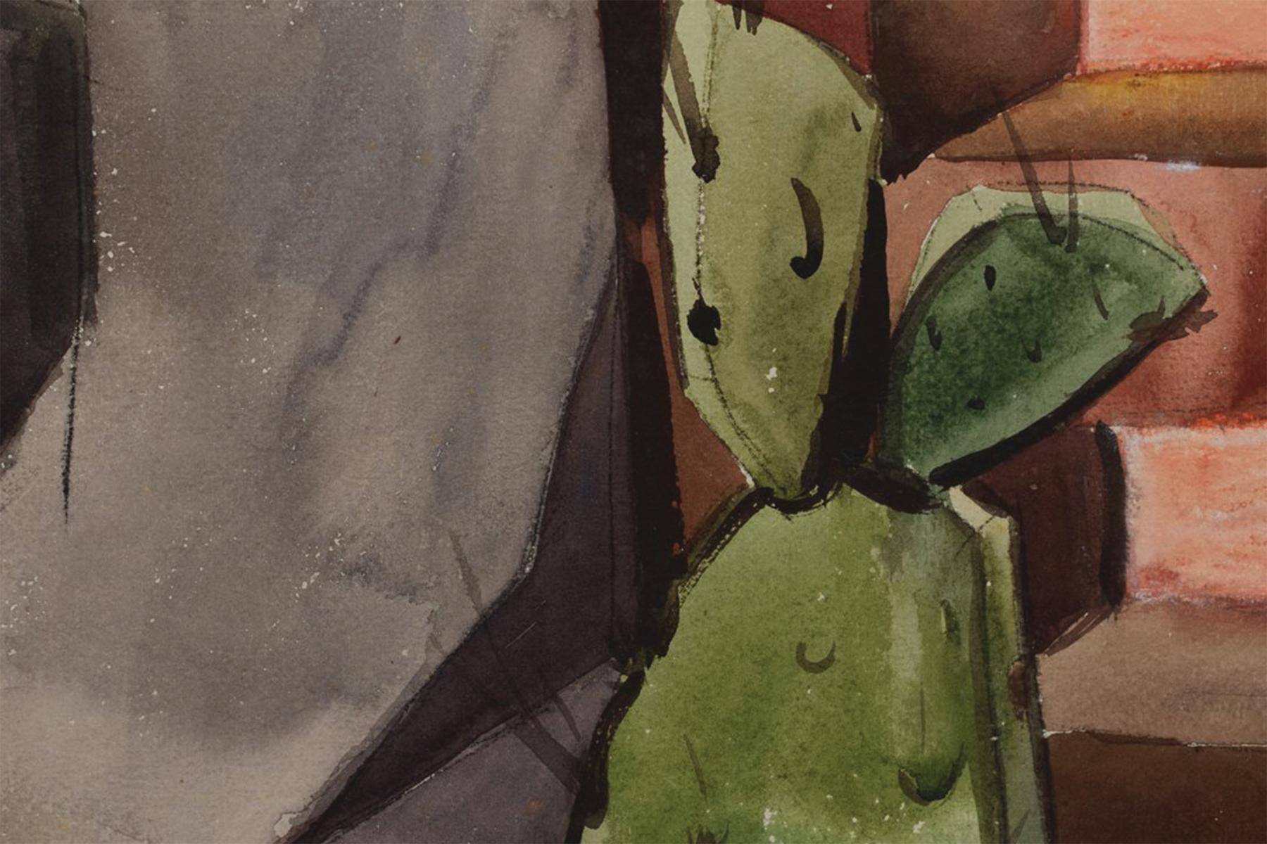 Cactus (Mexico), Early 20th Century Cubist Still Life by Woman Cleveland Artist For Sale 3