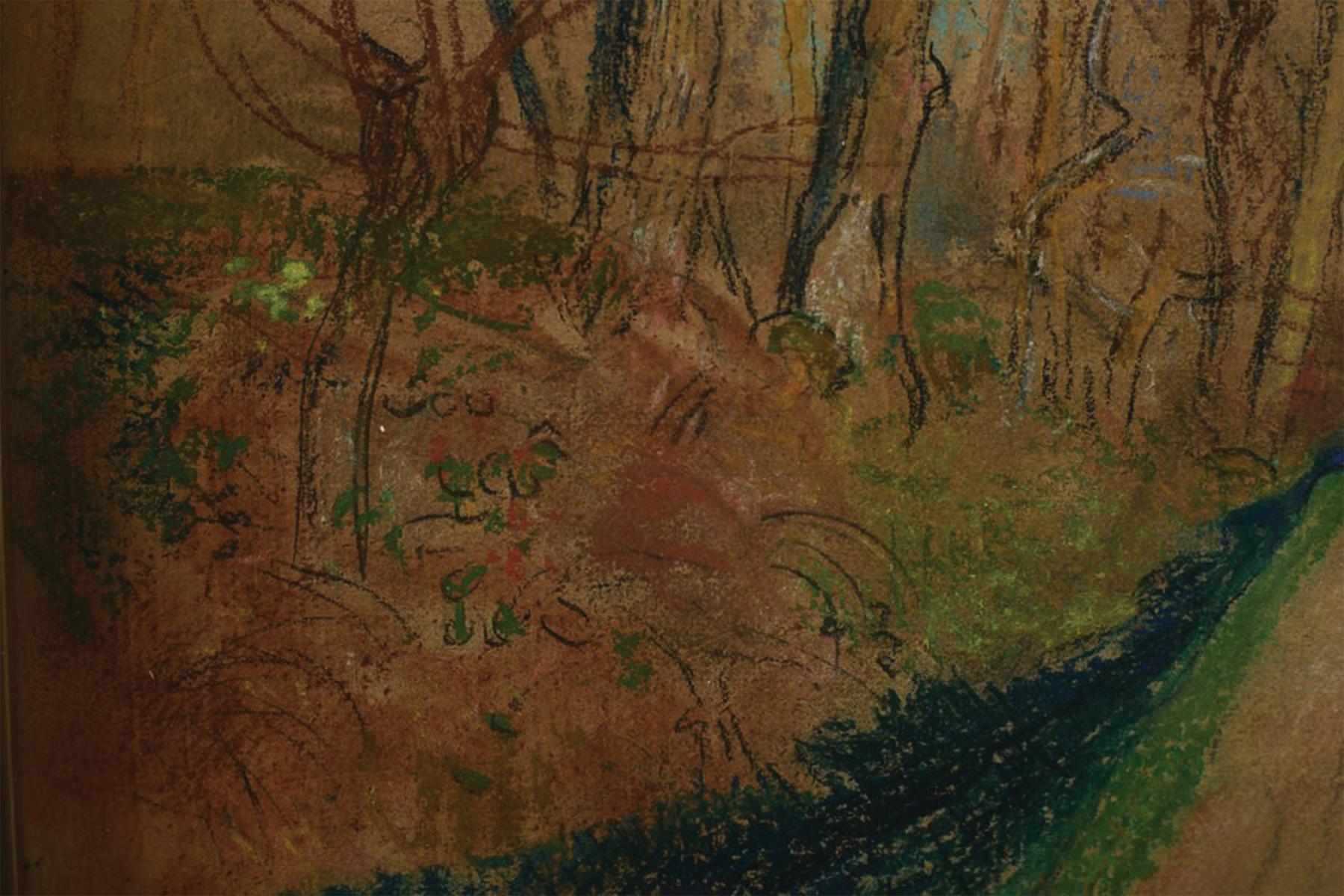 Escena de paisaje aldeano francés con árboles y calesa, principios del siglo XX en venta 2