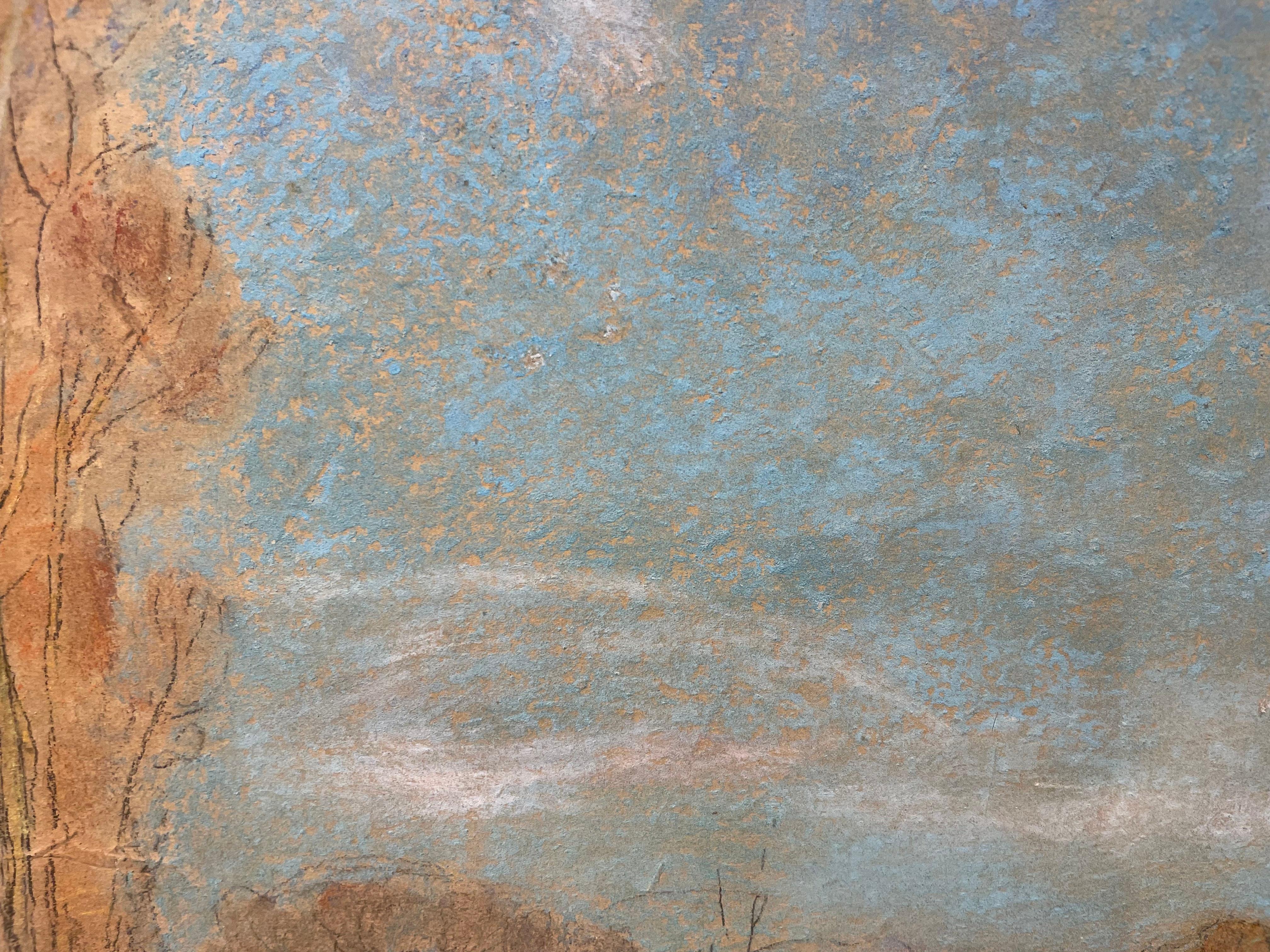 Escena de paisaje aldeano francés con árboles y calesa, principios del siglo XX en venta 6