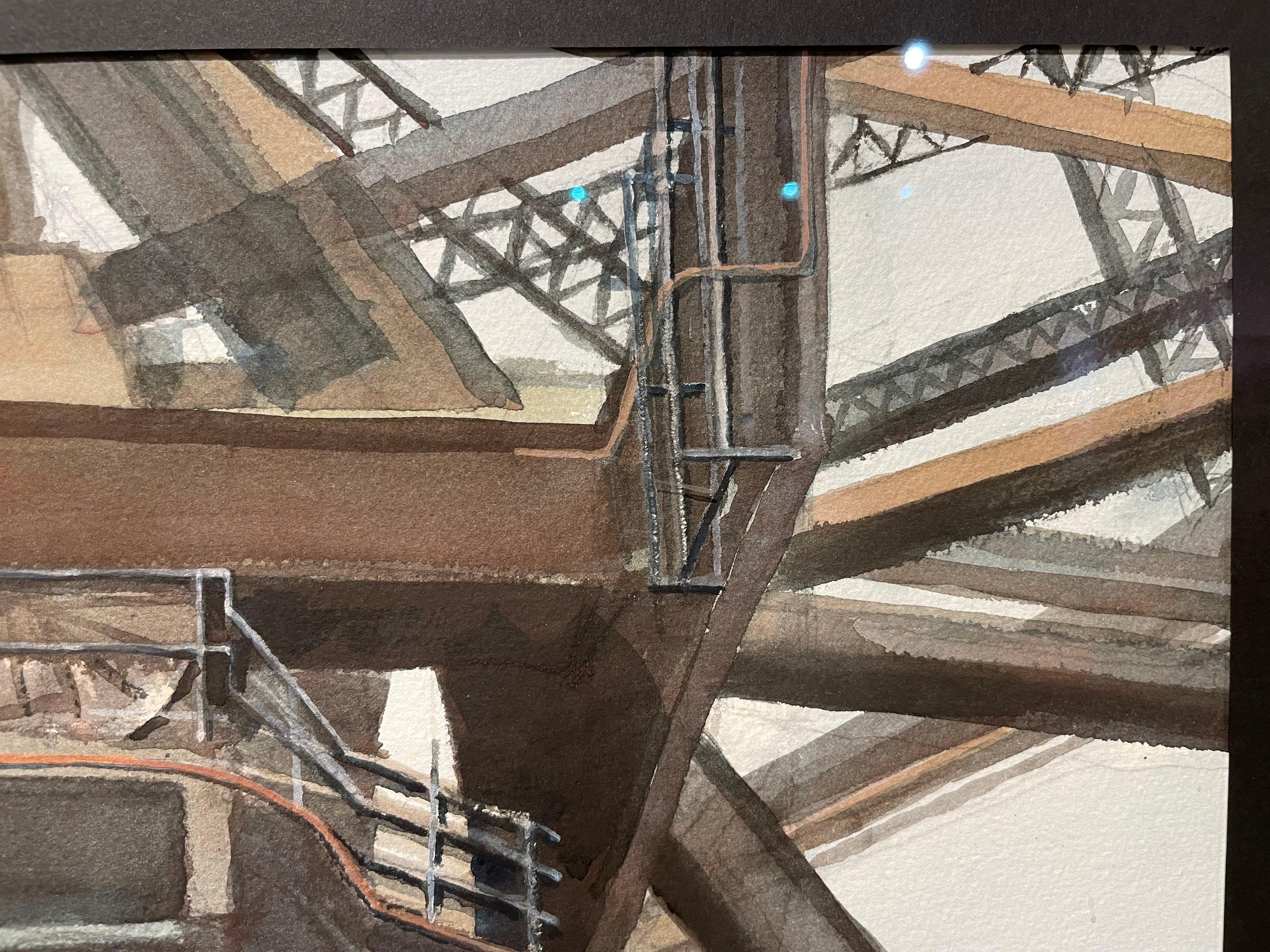 Ponte nelle Cleveland Flats, pittura architettonica della fine del XX secolo in vendita 9