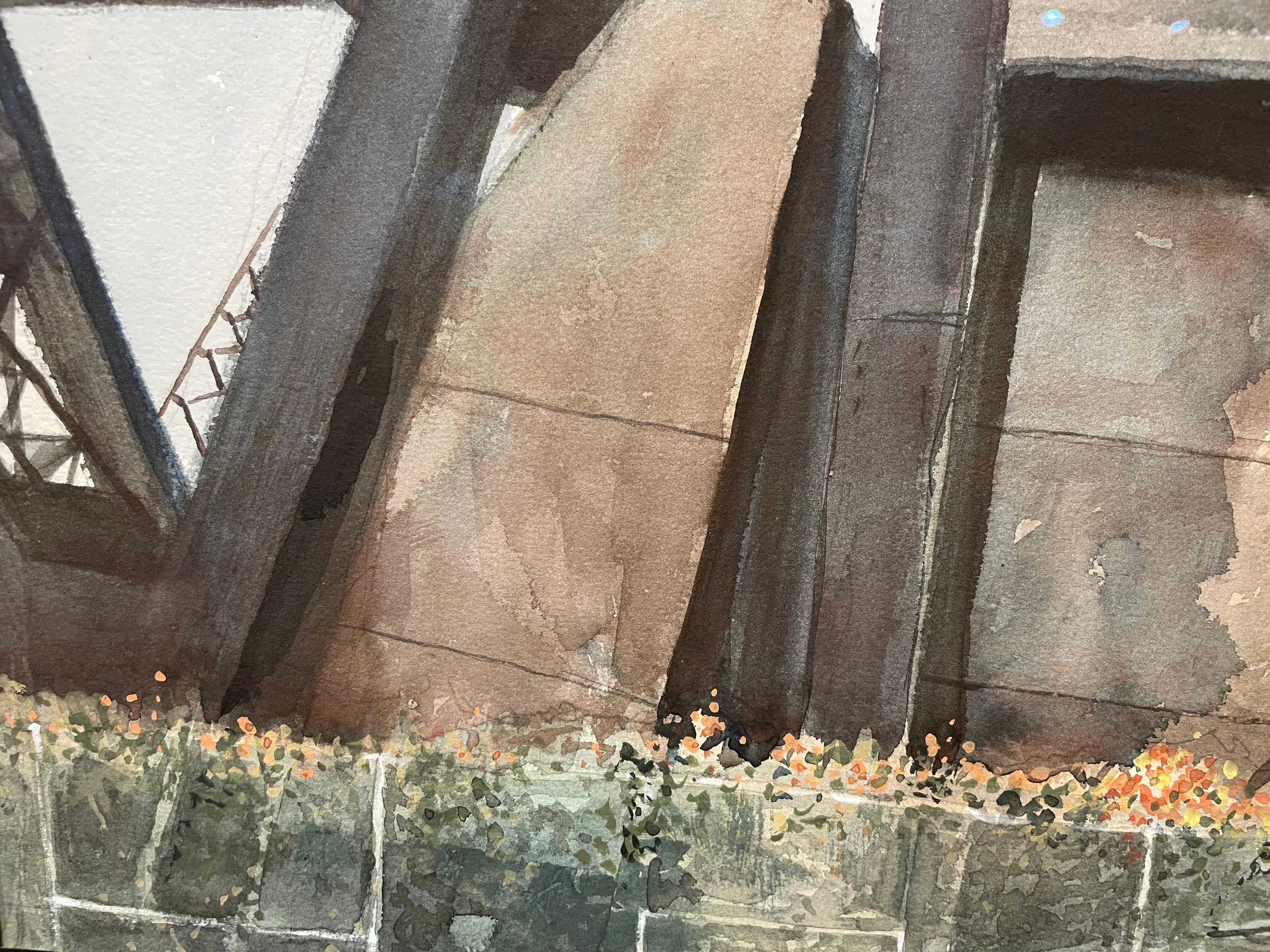Ponte nelle Cleveland Flats, pittura architettonica della fine del XX secolo in vendita 6