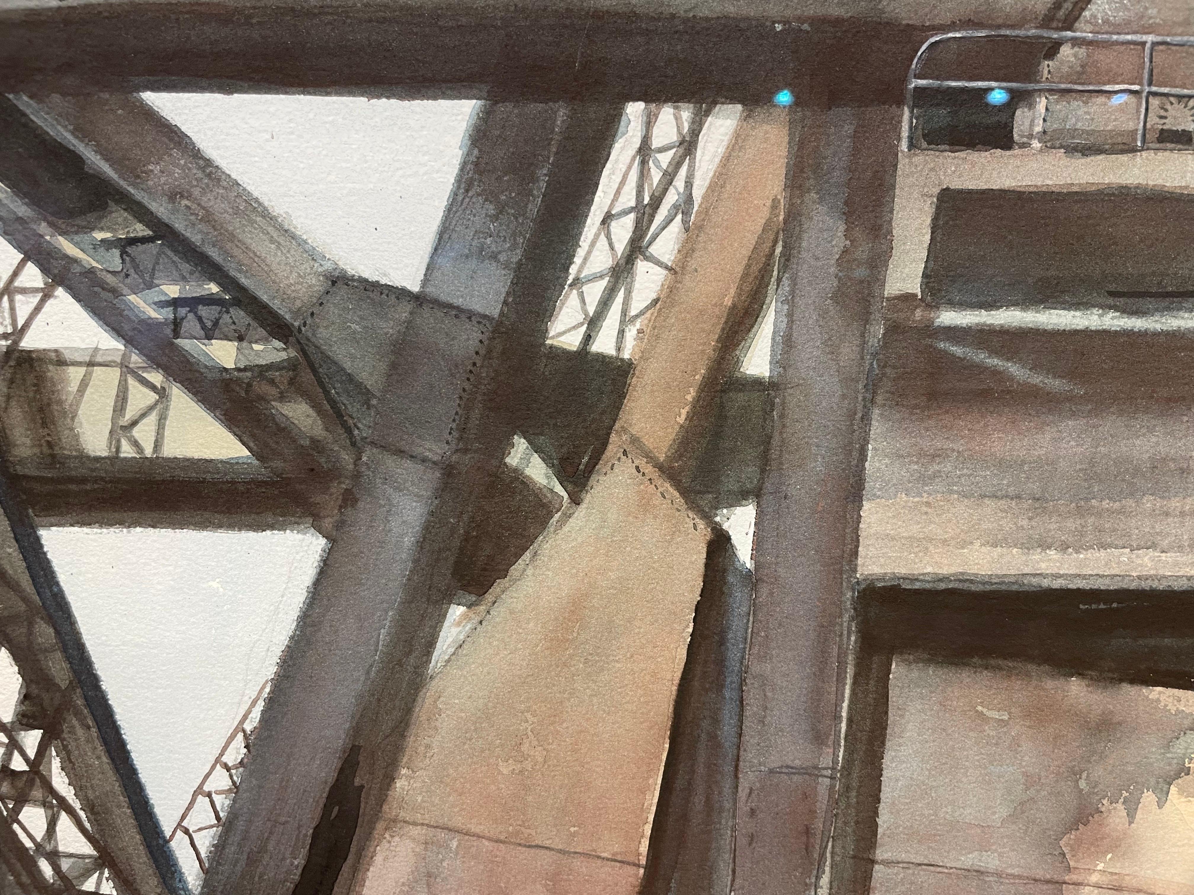 Ponte nelle Cleveland Flats, pittura architettonica della fine del XX secolo in vendita 8