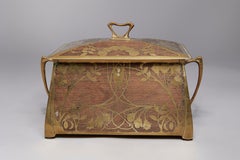 Erhard & Söhne Art Nouveau Jugendstil Jewelry Casque w/ Inlaid Brass Rose Design