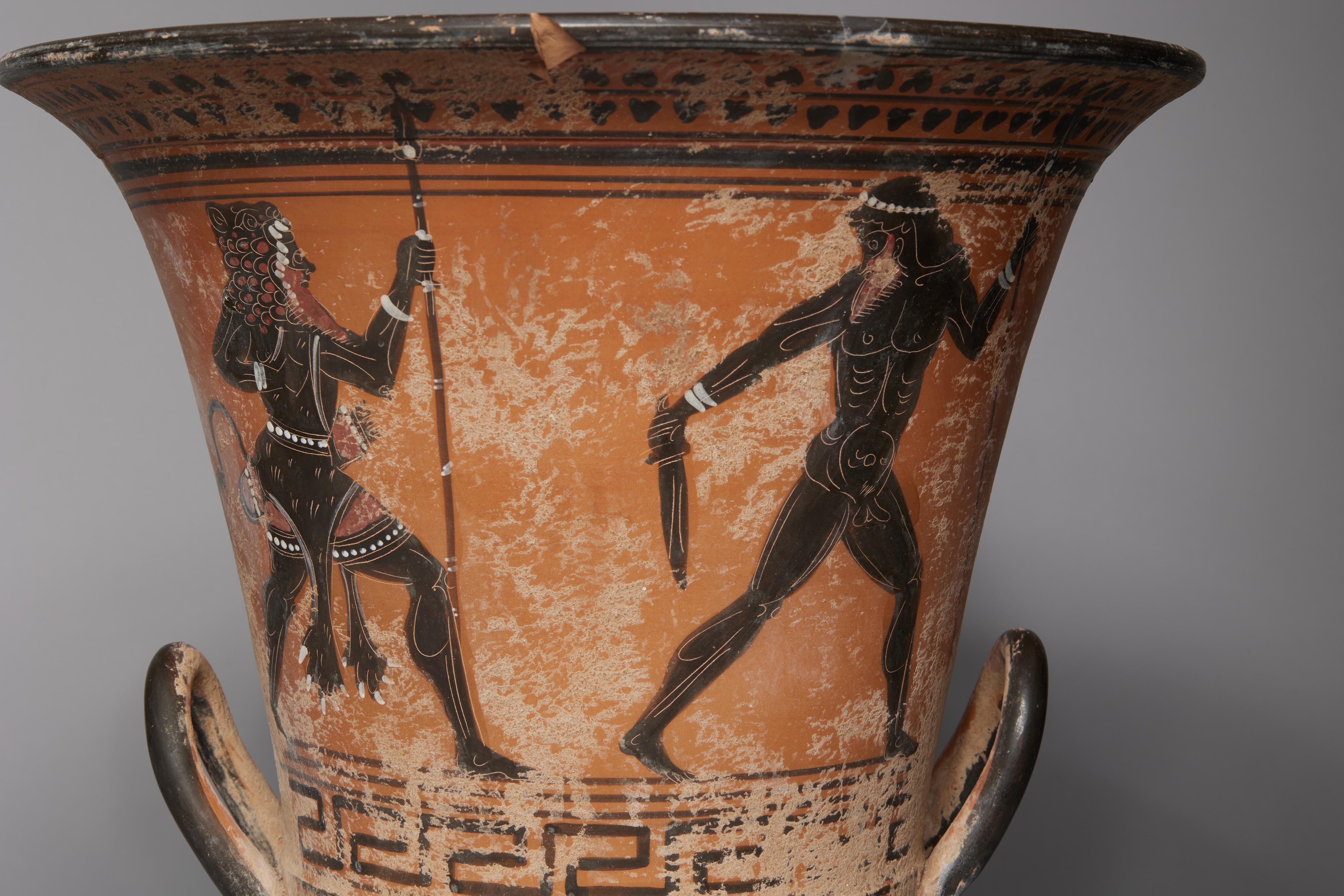 An Ancient Style Greek Black Figure Calyx Krater, 19th/20th Century For Sale 3