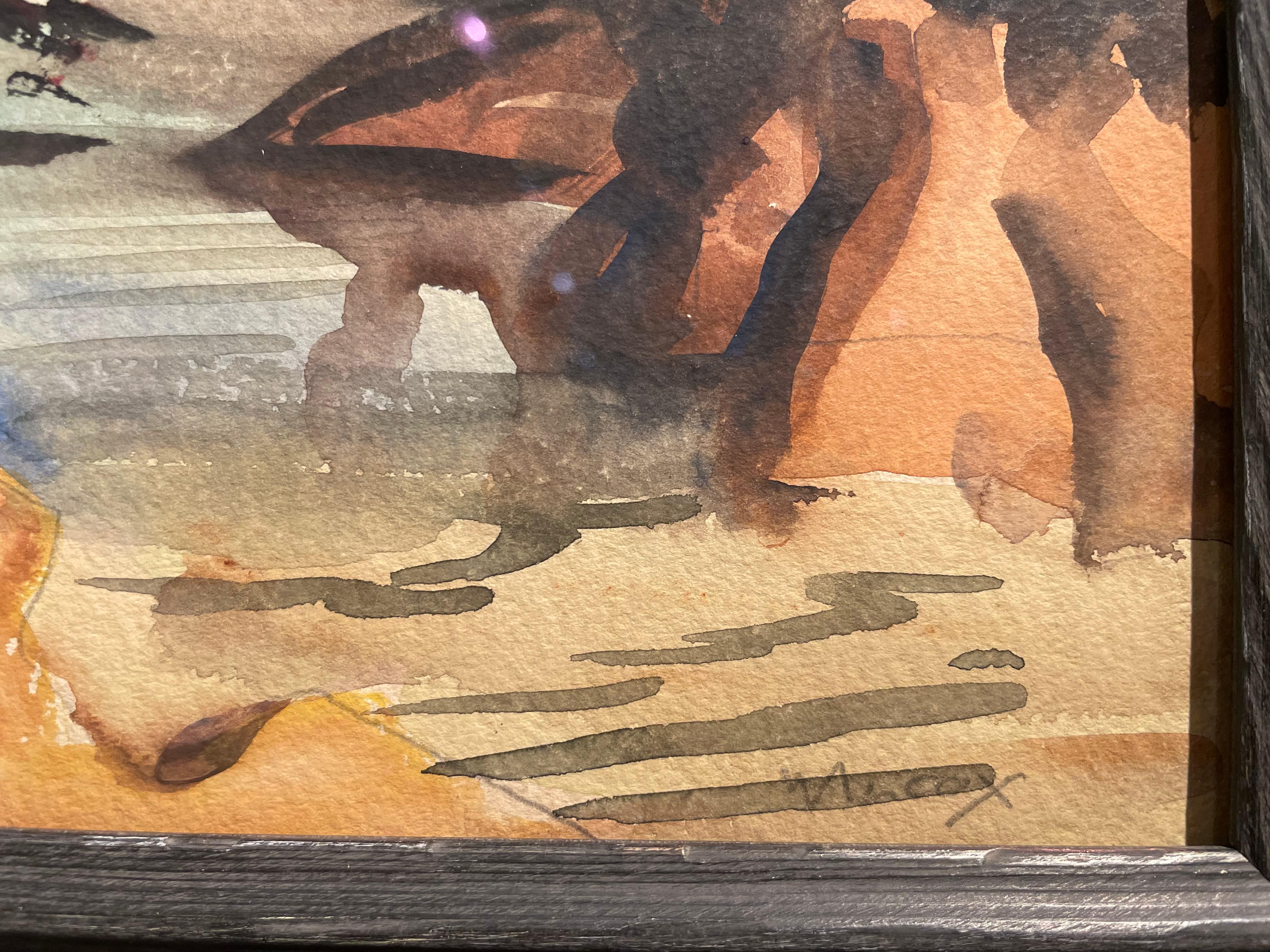 À Isleta, Nouveau Mexique Peinture de paysage occidental, 20e siècle École de Cleveland en vente 7