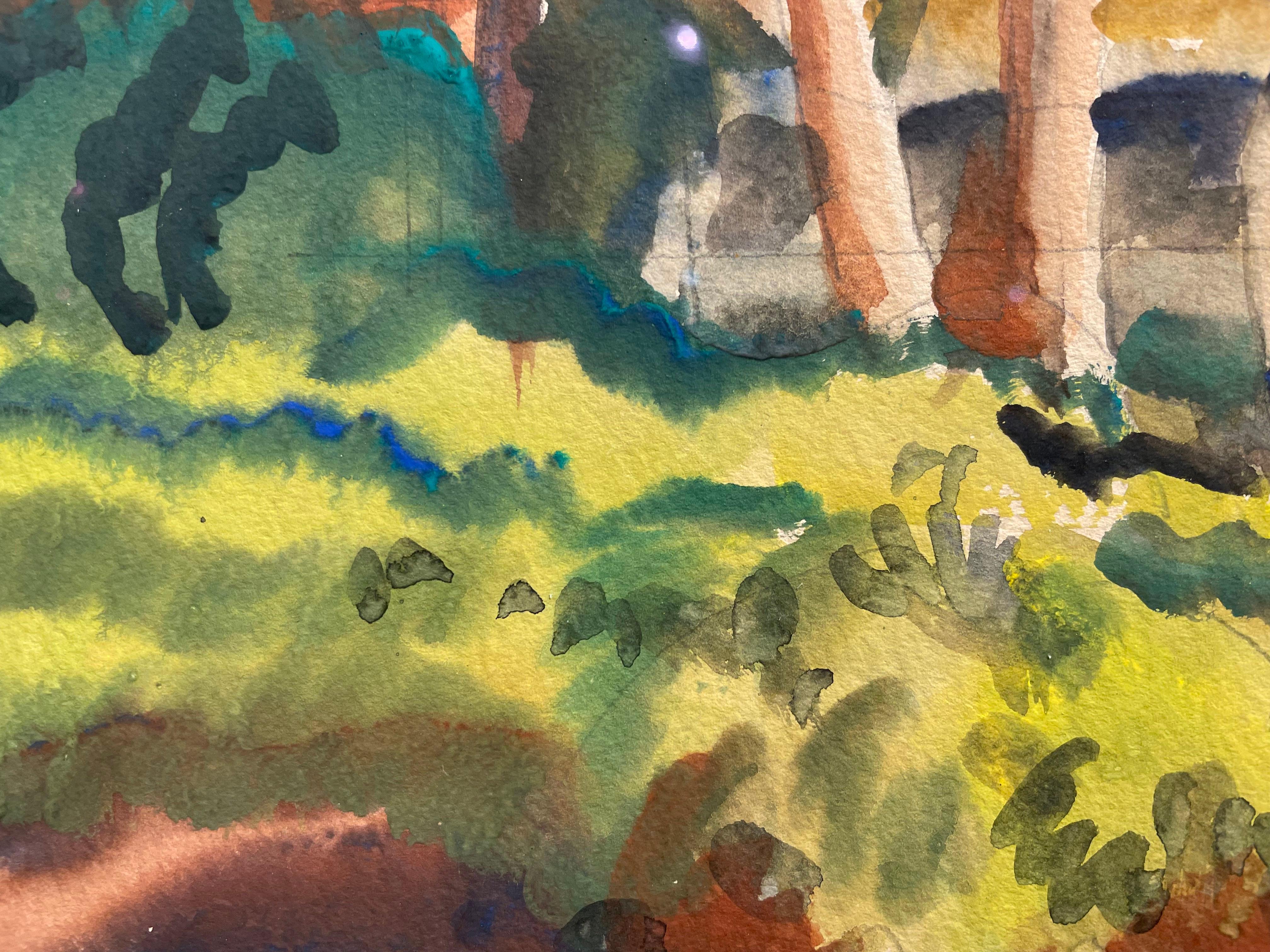 À Isleta, Nouveau Mexique Peinture de paysage occidental, 20e siècle École de Cleveland en vente 6