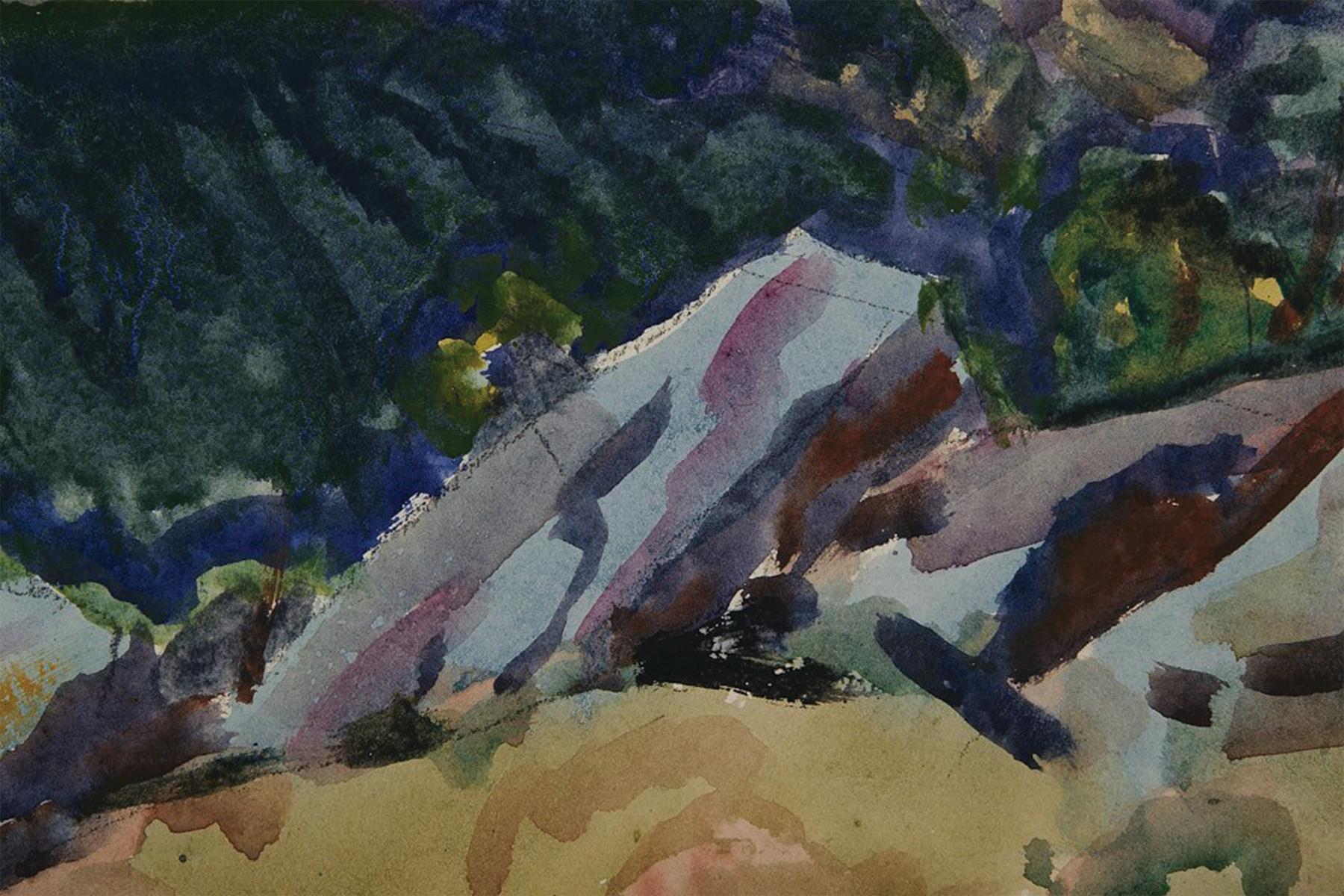Vallée de la Moraine et sommets enneigés, Parc national des Rocheuses, Colorado Paysage - Noir Landscape Art par Frank Wilcox