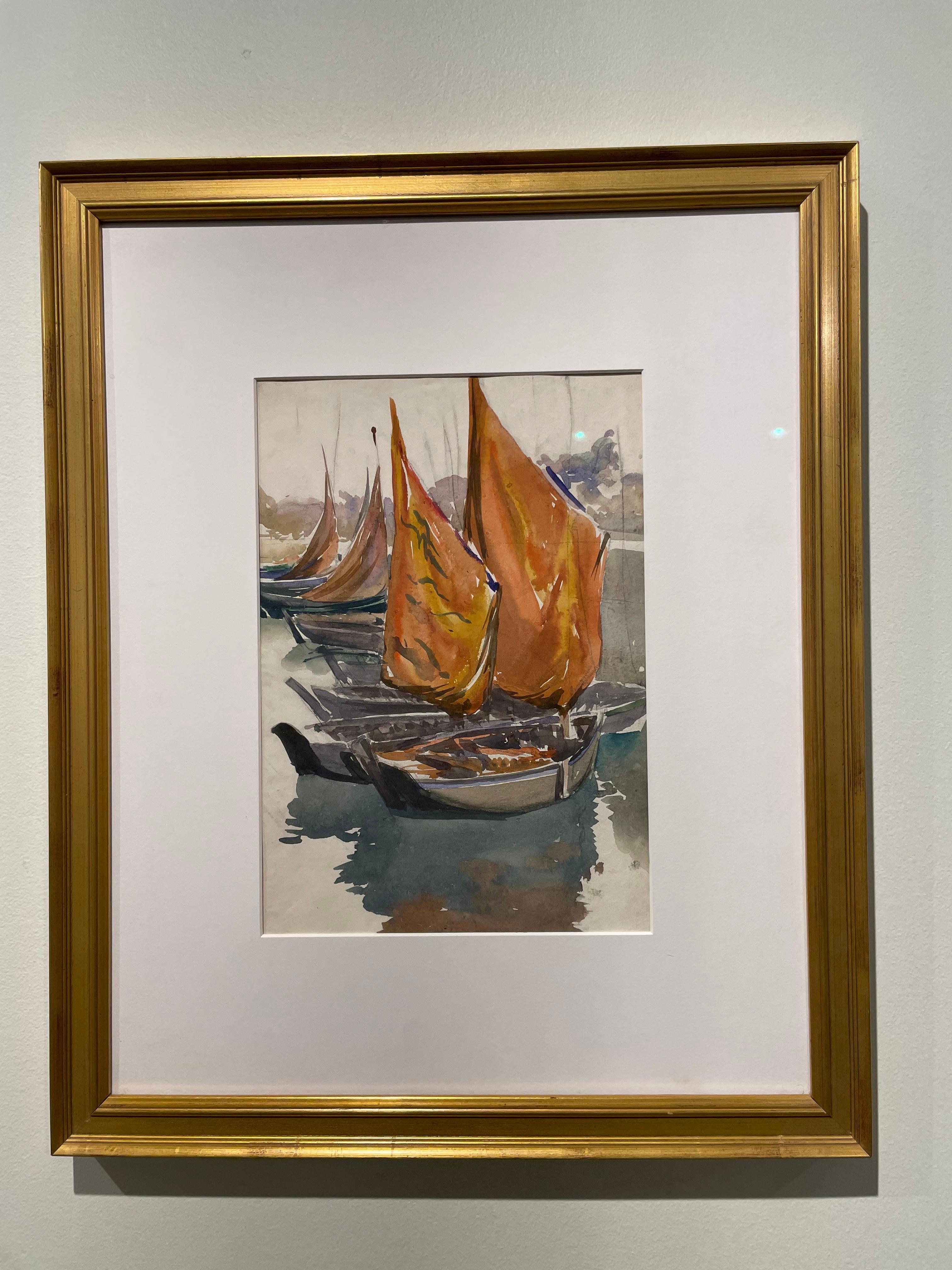 Boats off Concarneau, France, Early 20th Century Seascape, Cleveland School For Sale 3
