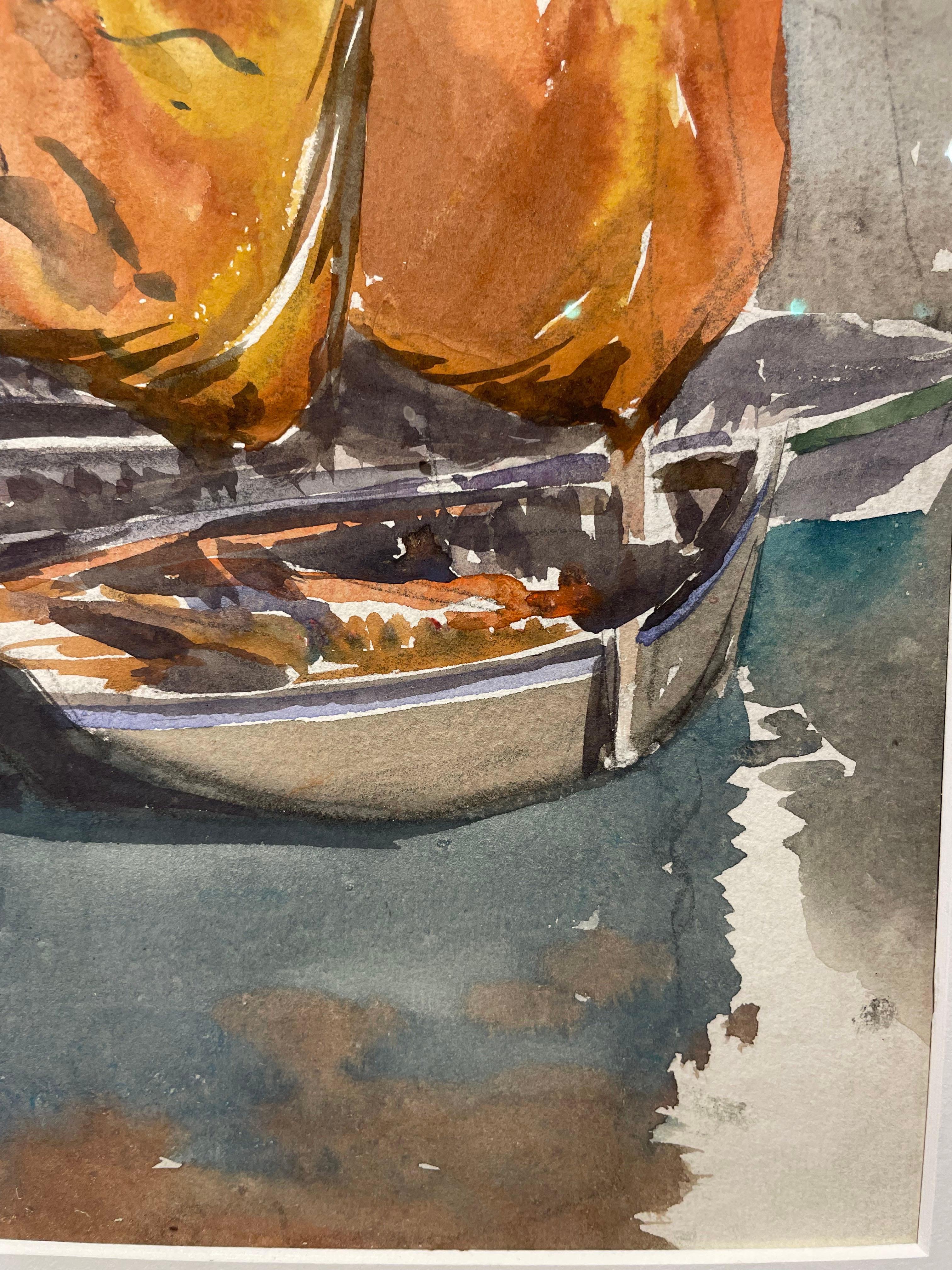 Boats off Concarneau, France, Early 20th Century Seascape, Cleveland School For Sale 8