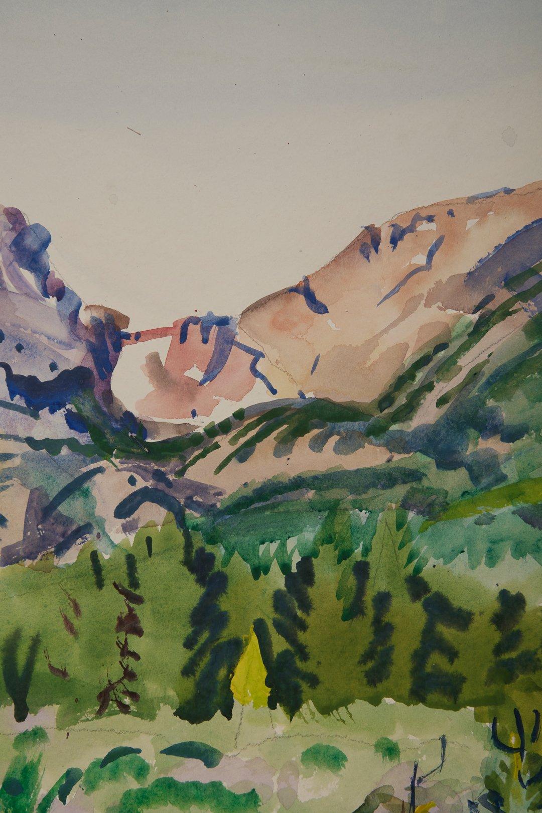Étang Beaver, Longs Peak, Parc national des Rocheuses Colorado Paysage de l'Ouest - Gris Figurative Art par Frank Wilcox