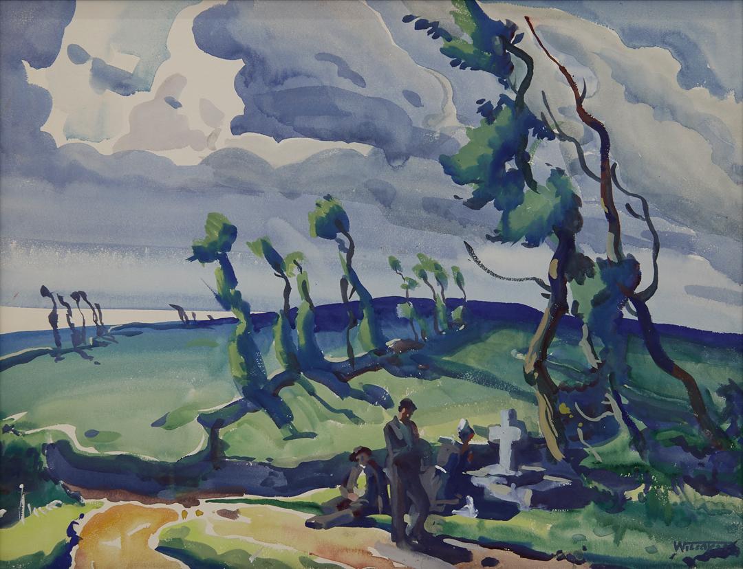 Stille Gebete in St. Malo, Frankreich, Anfang des 20. Jahrhunderts Europäische Landschaft – Art von Frank Wilcox