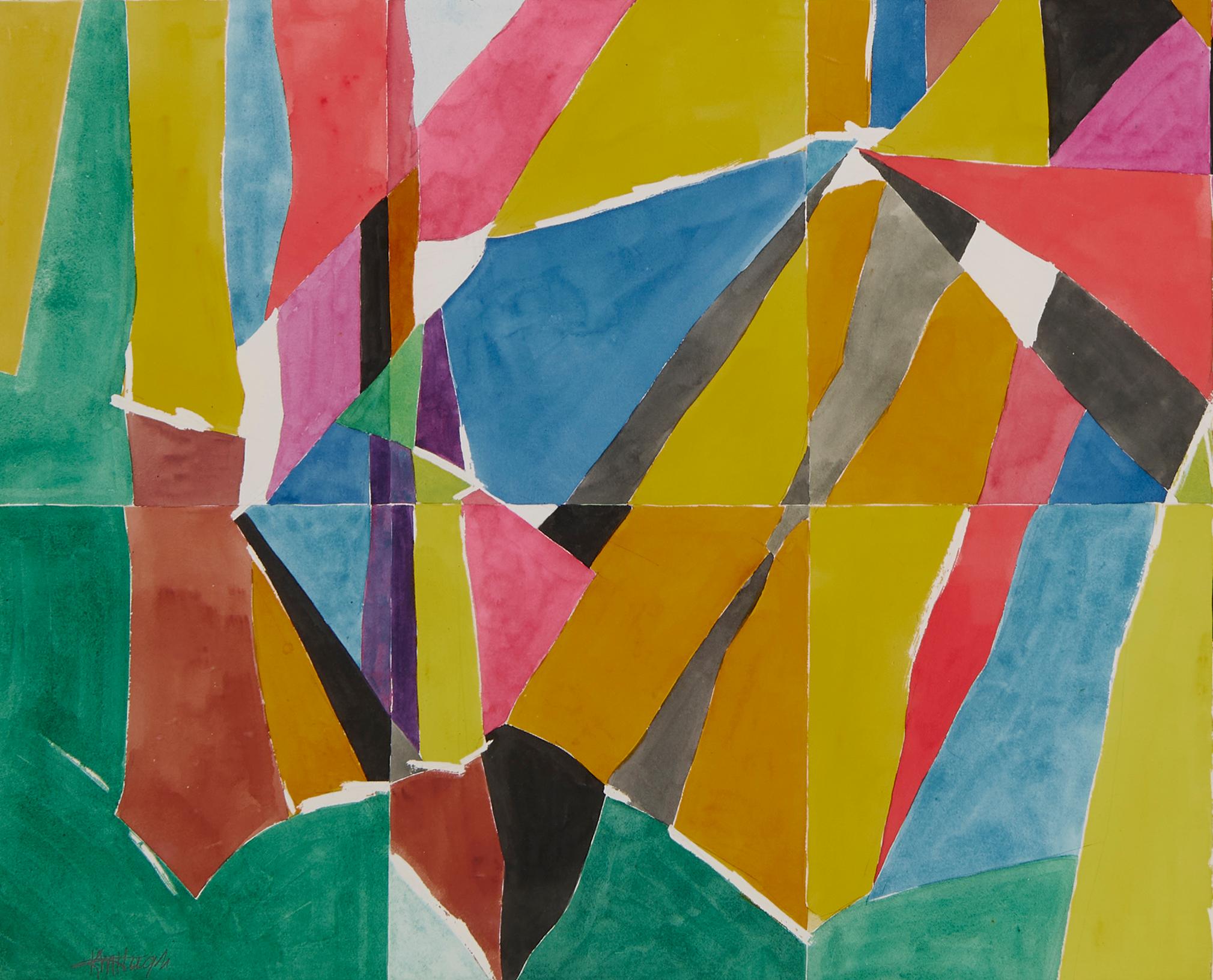 Big Town, Large Colorful Abstract Geometric Painting, Cleveland School Artist For Sale 1