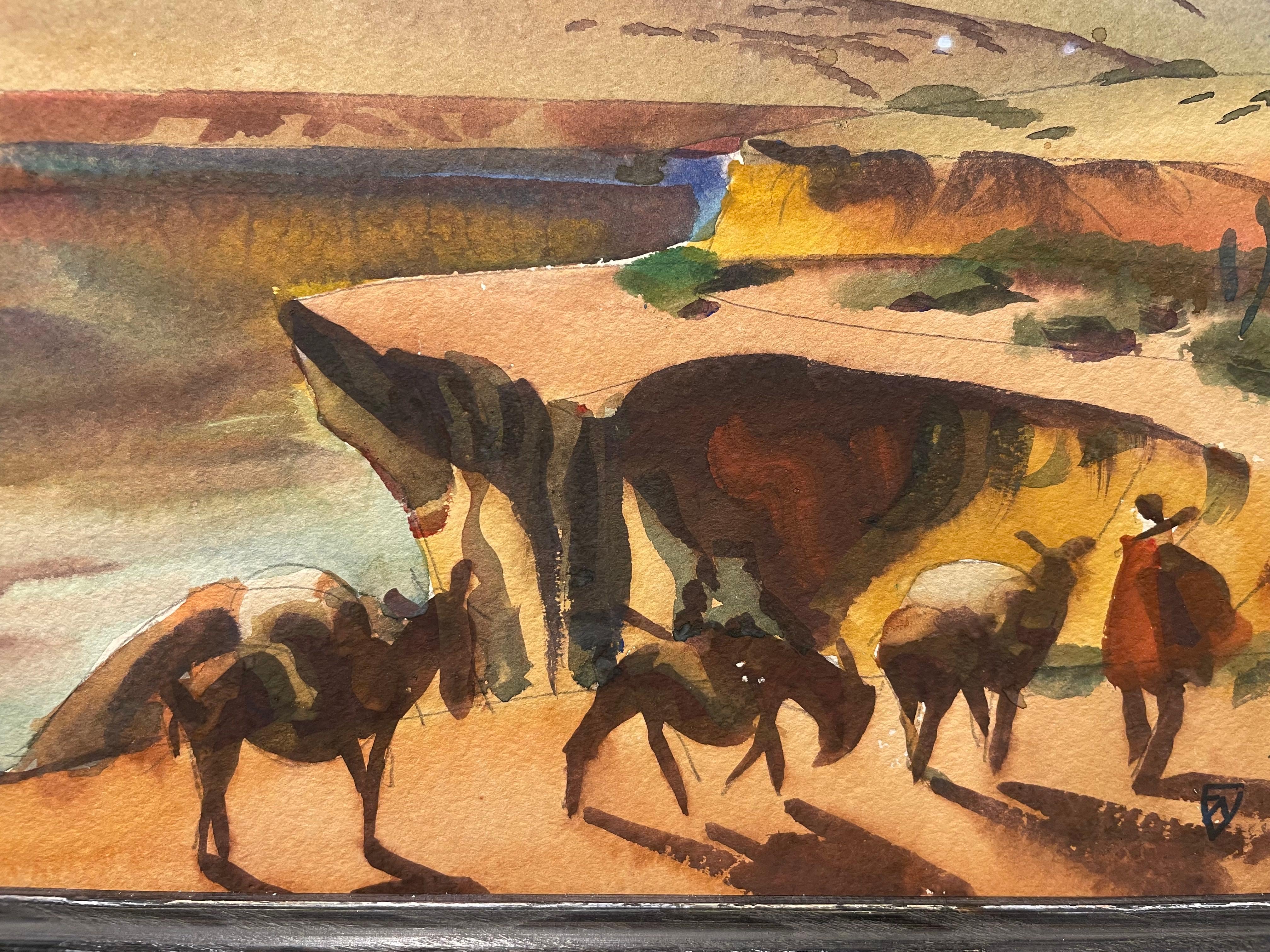 Fleuve Colorado, Needles, Californie, années 1950 Paysage occidental, école de Cleveland en vente 2