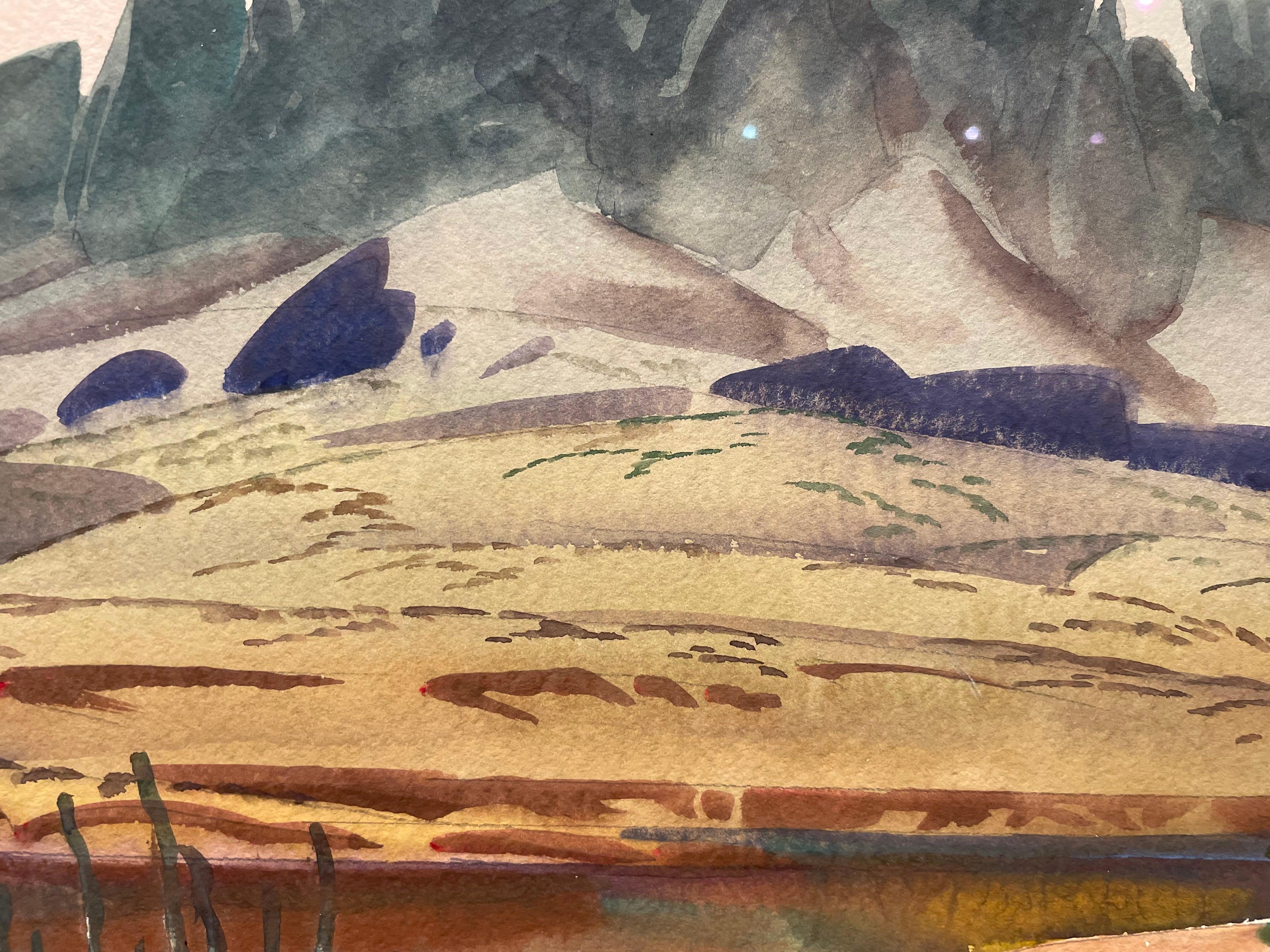 Fleuve Colorado, Needles, Californie, années 1950 Paysage occidental, école de Cleveland en vente 4