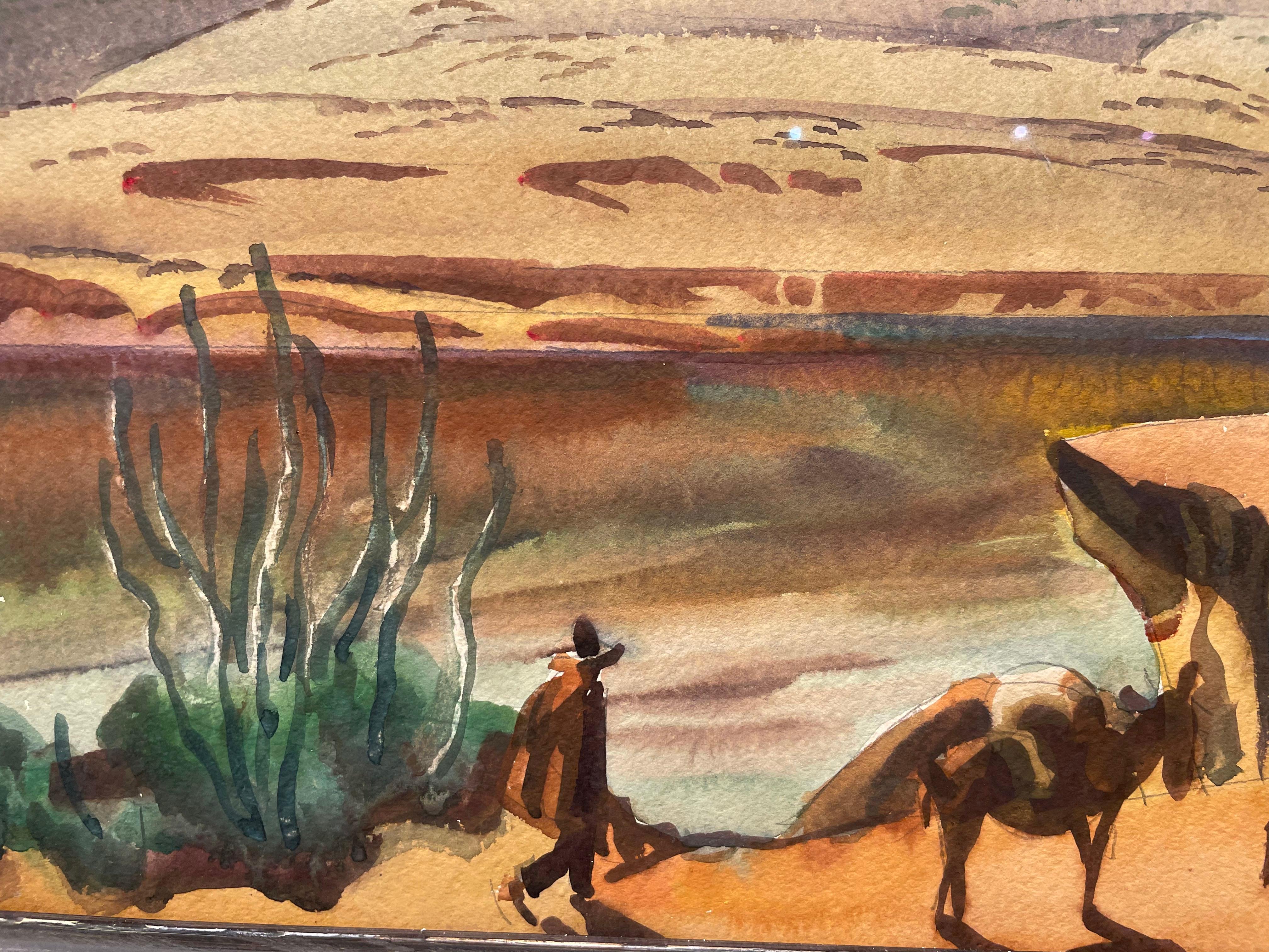 Fleuve Colorado, Needles, Californie, années 1950 Paysage occidental, école de Cleveland en vente 3